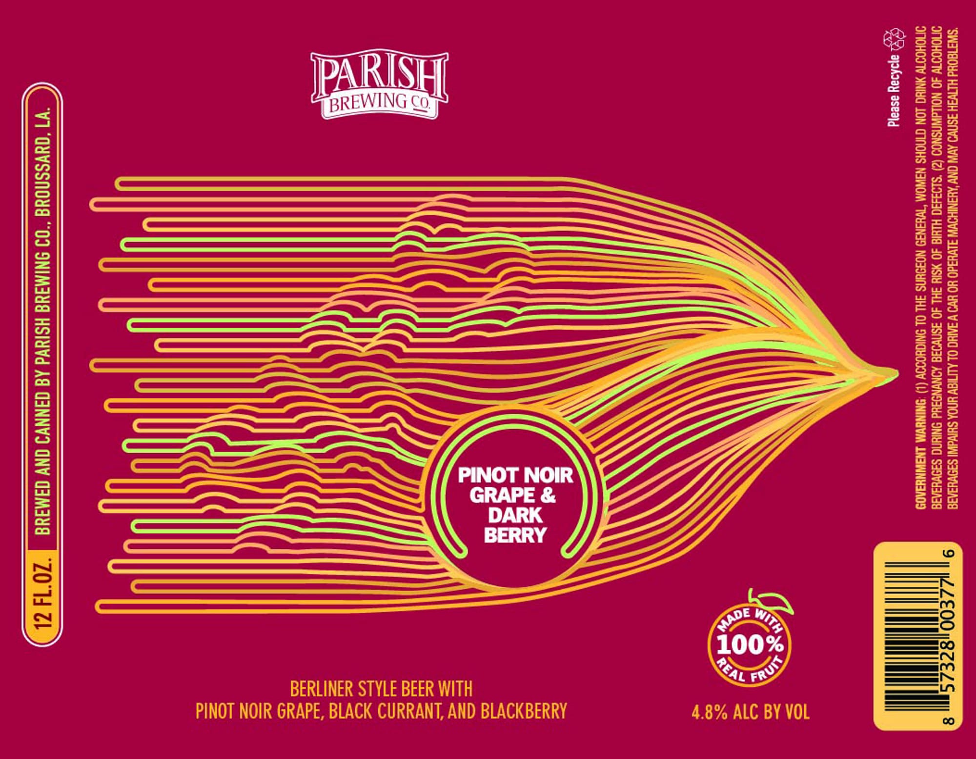 SIPS PINOT NOIR GRAPE & DARK BERRY by PARISH BREWING CO. - beer label