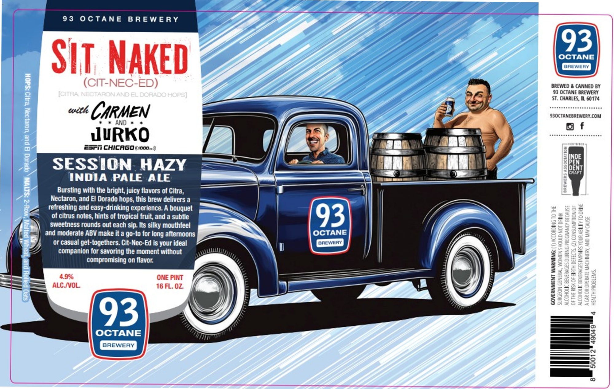 Sit Naked by 93 Octane Brewery - beer label