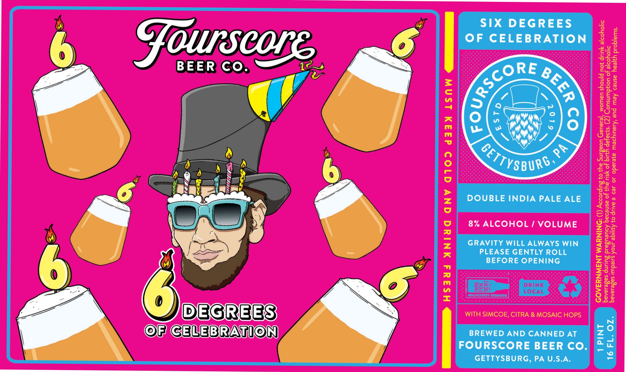 Six Degrees of Celebration by Fourscore Beer Co. - beer label