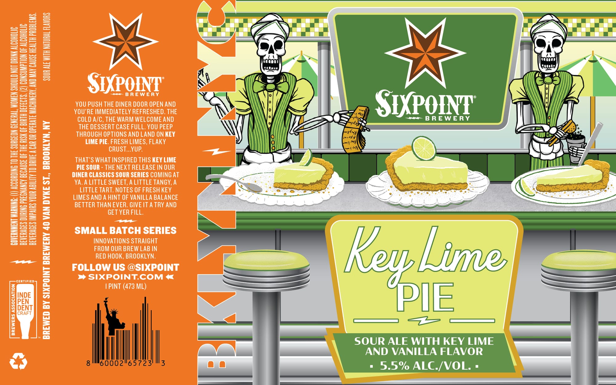 Key Lime Pie by Sixpoint Brewery - beer label