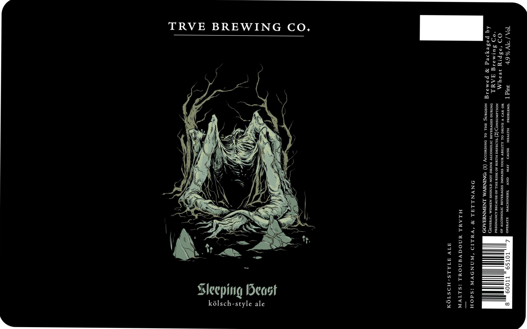 Sleeping Beast by Trve Brewing Co. - beer label