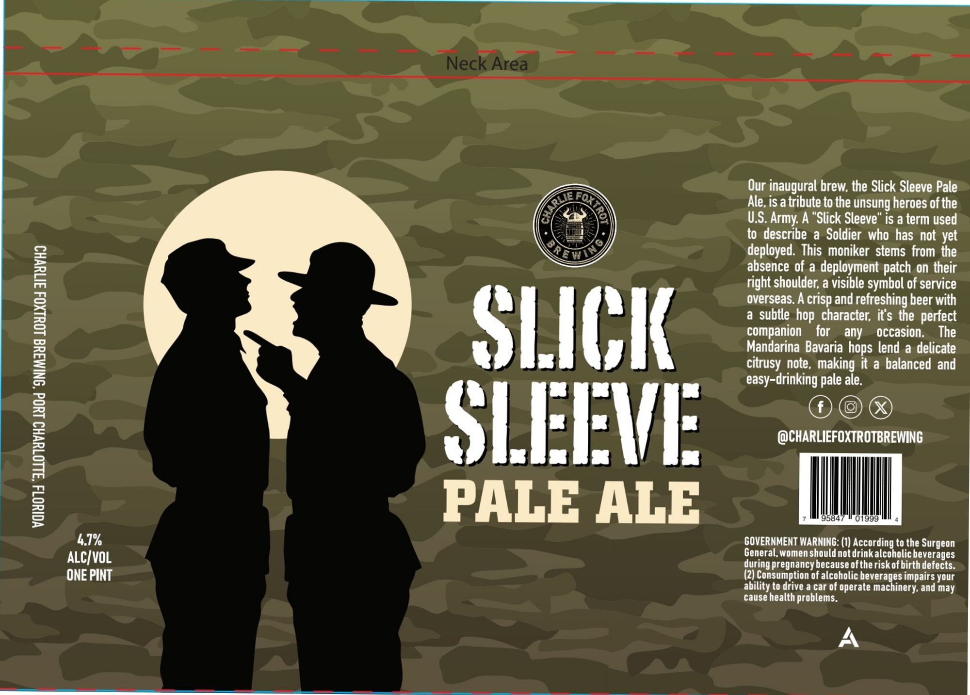 Slick Sleeve Pale Ale by Charlie Foxtrot Brewing - beer label