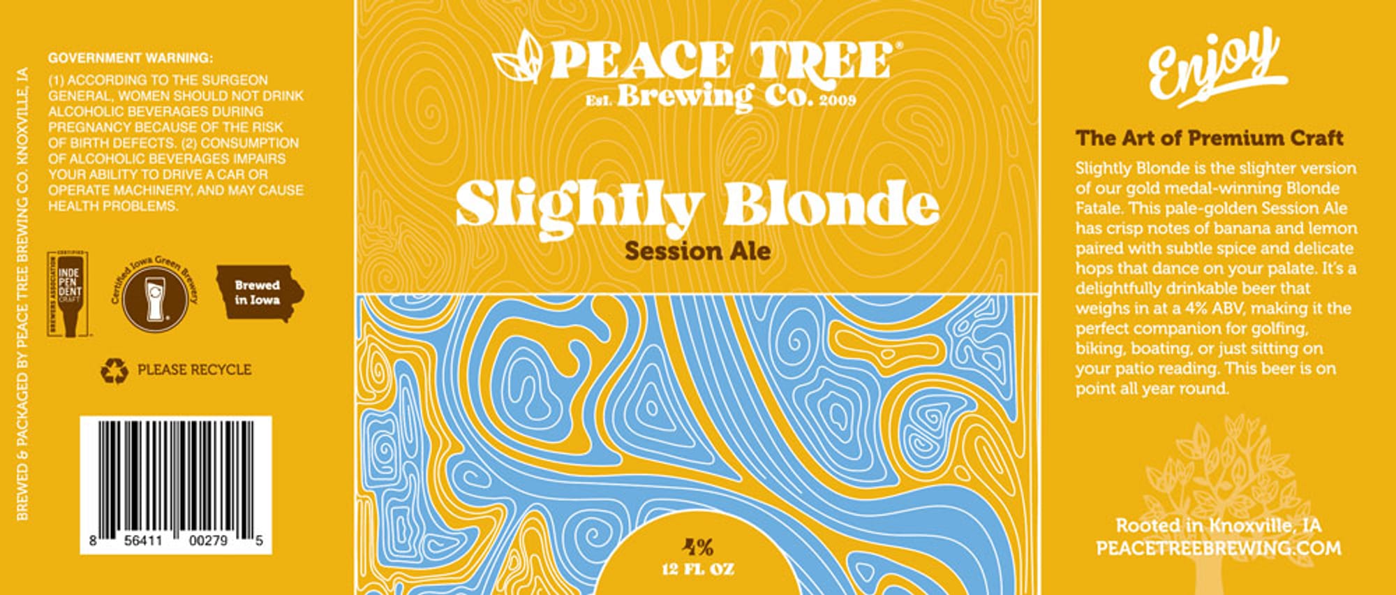 Slightly Blonde by Peace Tree Brewing Co. - beer label