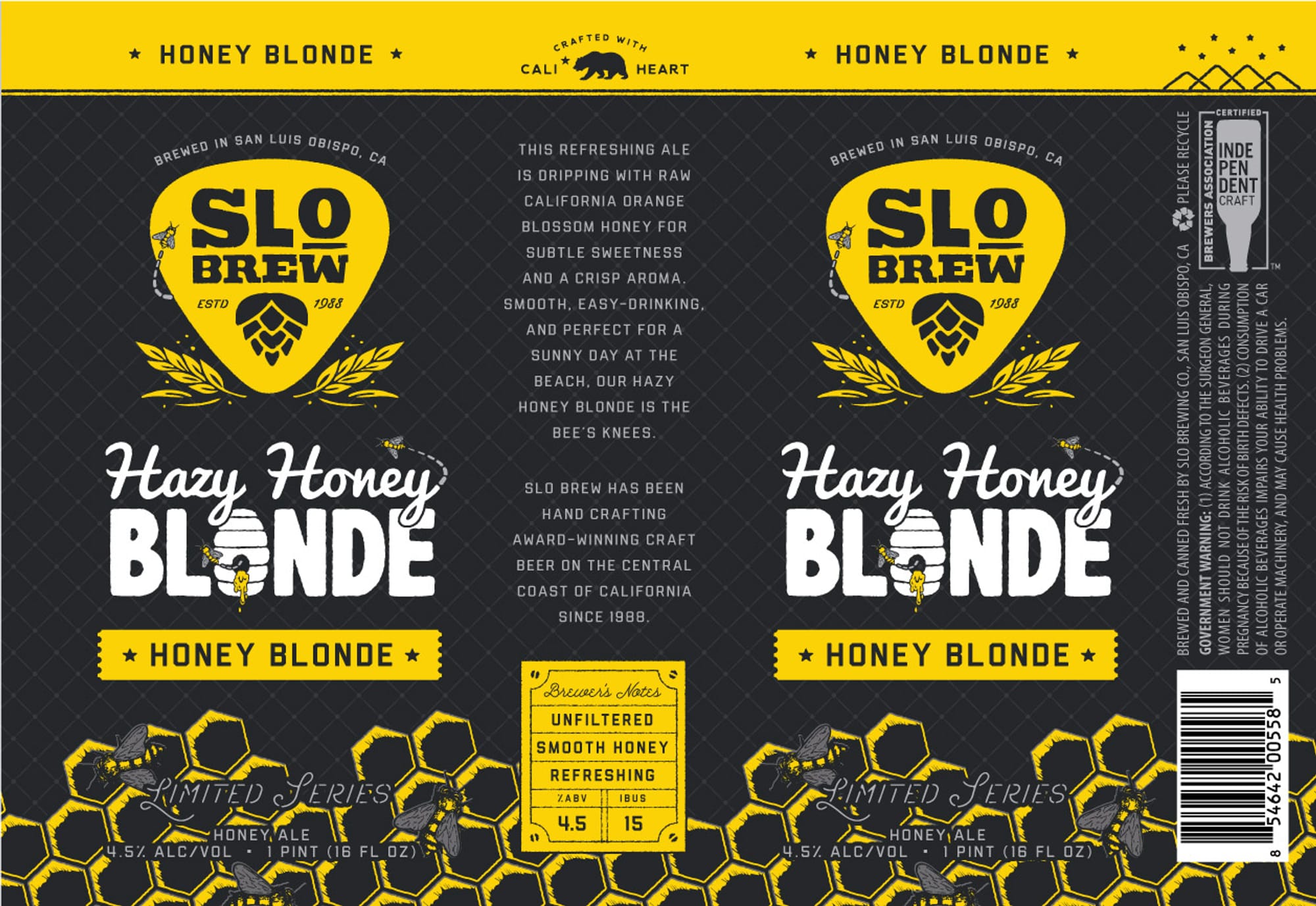 Hazy Honey Blonde by SLO Brew - beer label