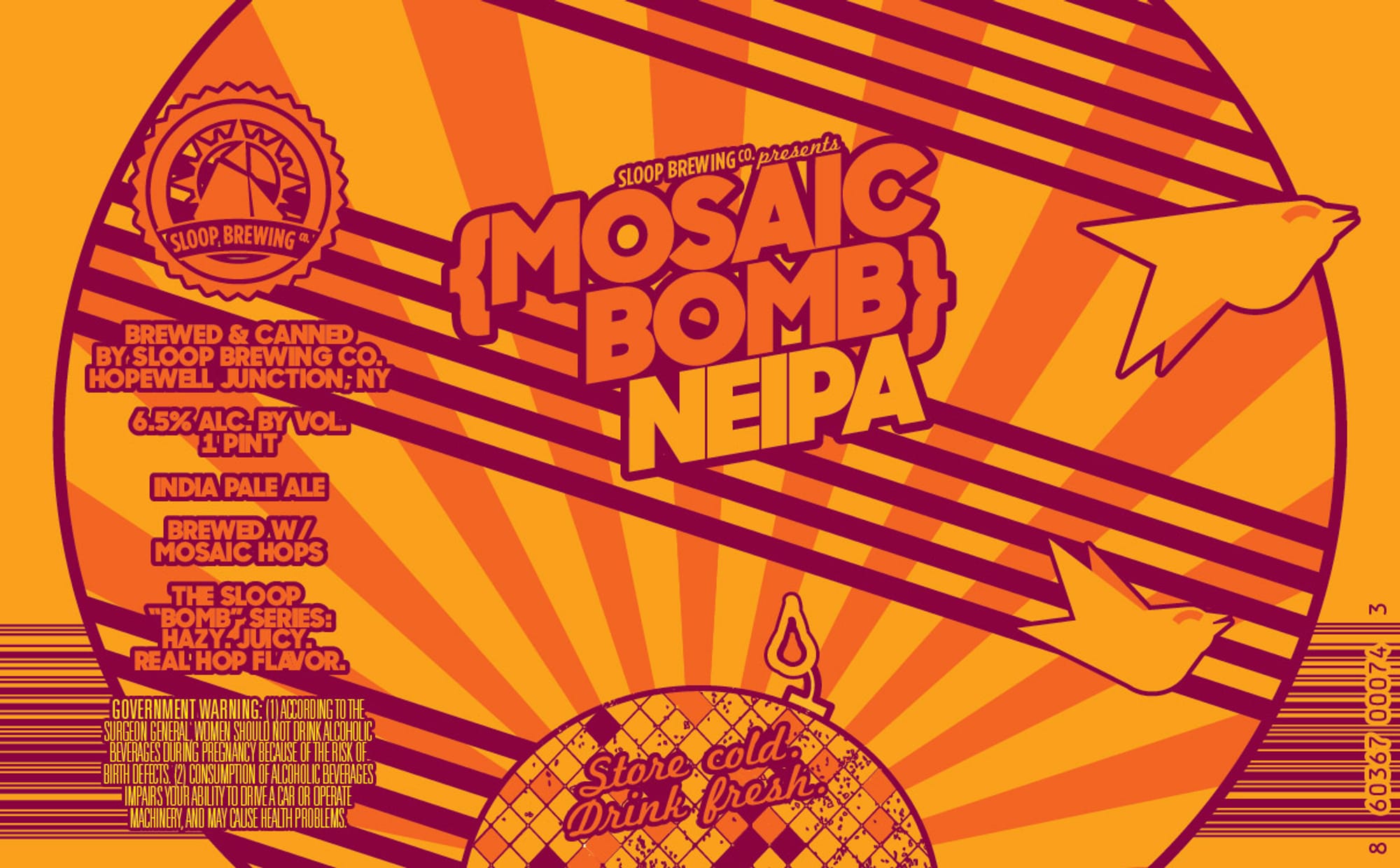 Mosaic Bomb NEIPA by Sloop Brewing Co. - beer label
