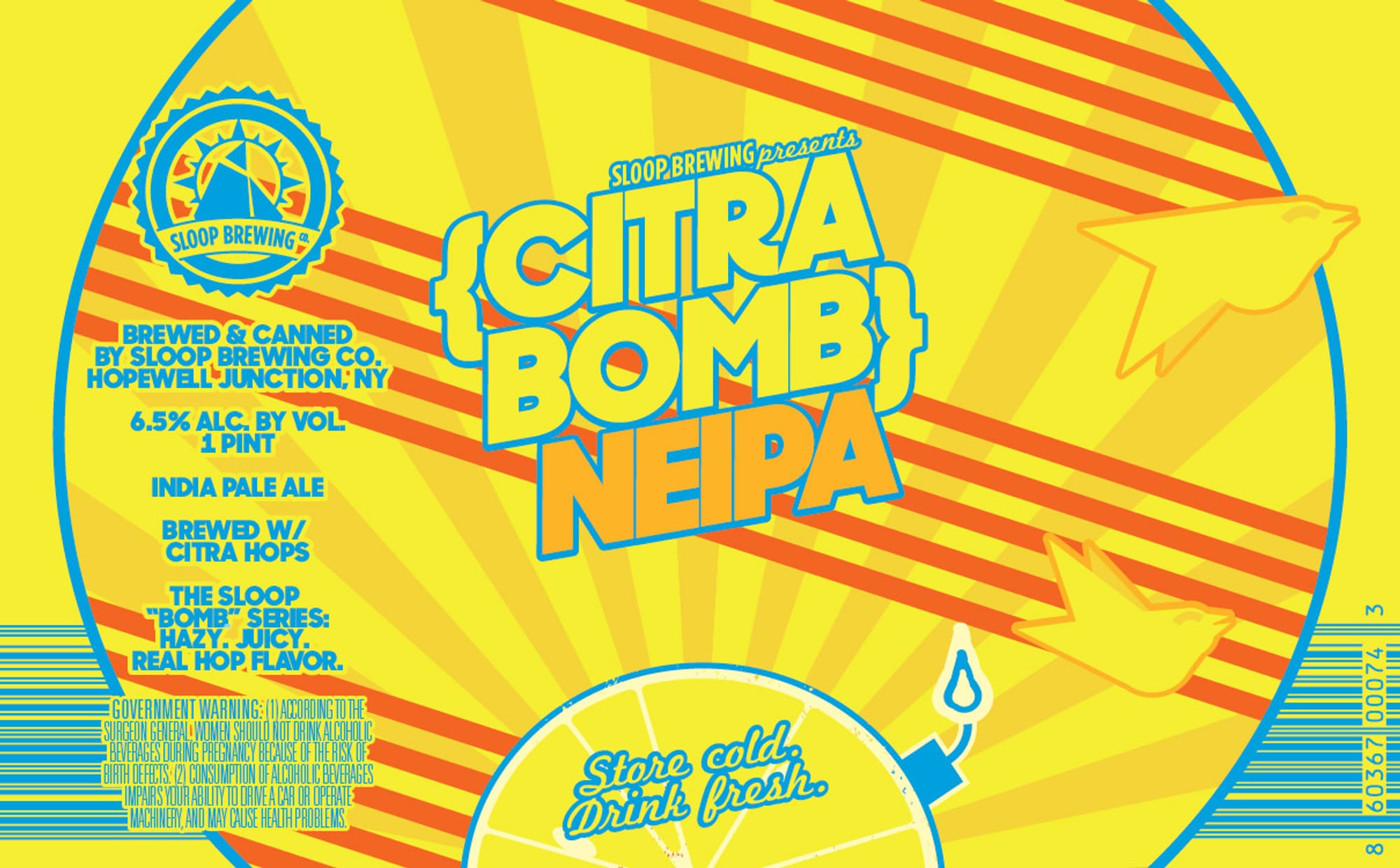 Citra Bomb NEIPA by Sloop Brewing - beer label
