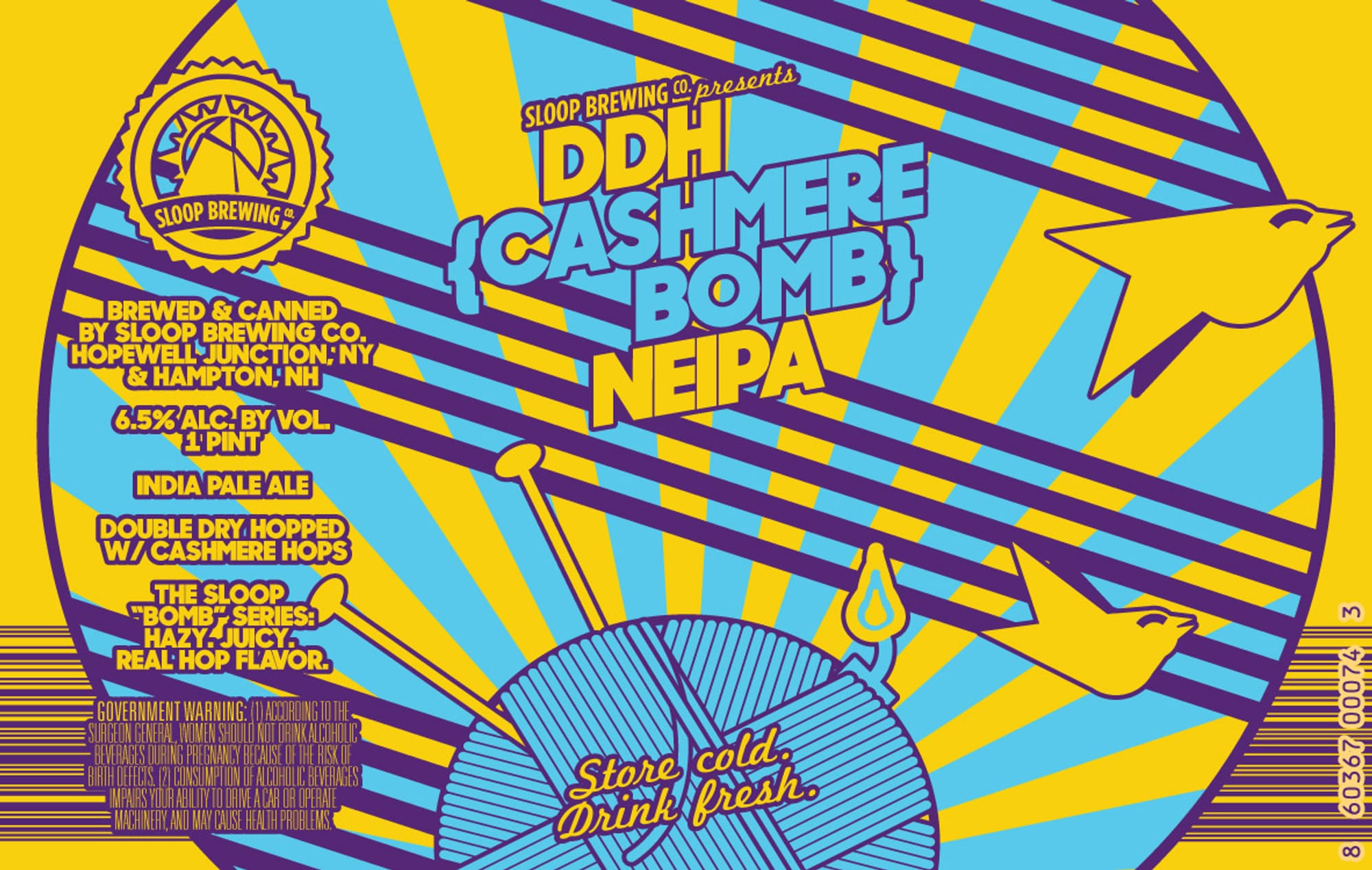 DDH Cashmere Bomb by Sloop Brewing Co. - beer label