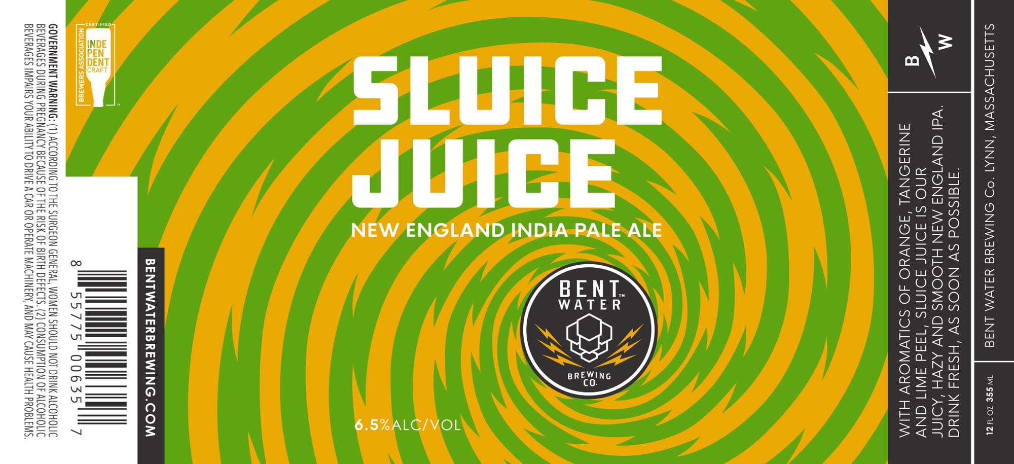 Sluice Juice by Bent Water Brewing Co. - beer label