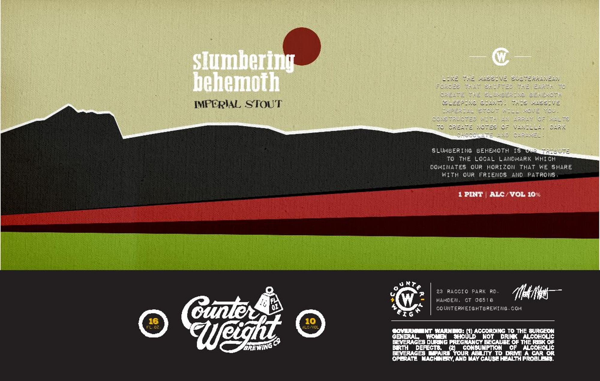 Slumbering Behemoth by Counter Weight Brewing - beer label
