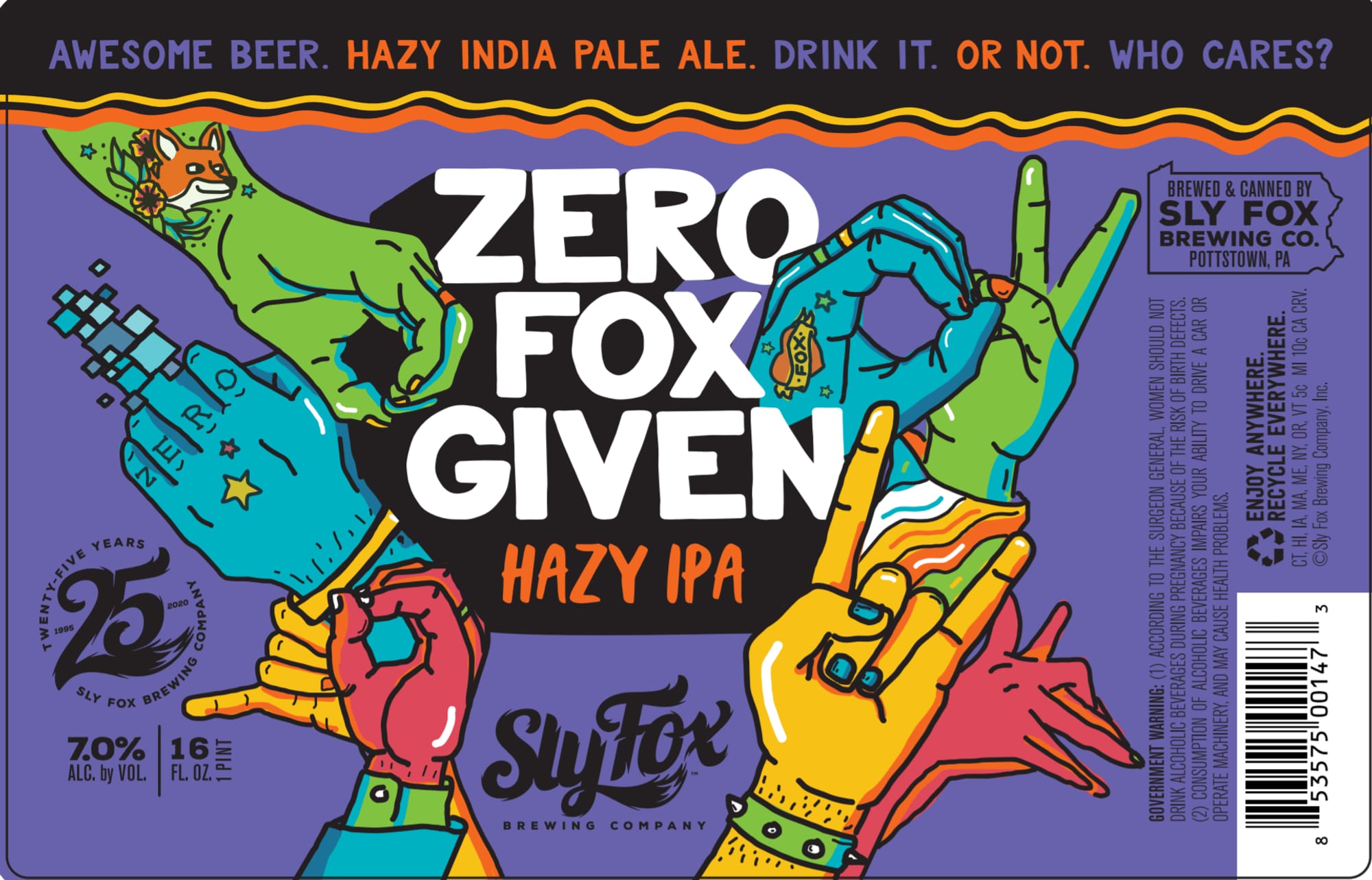 Zero Given by Sly Fox Brewing Company - beer label
