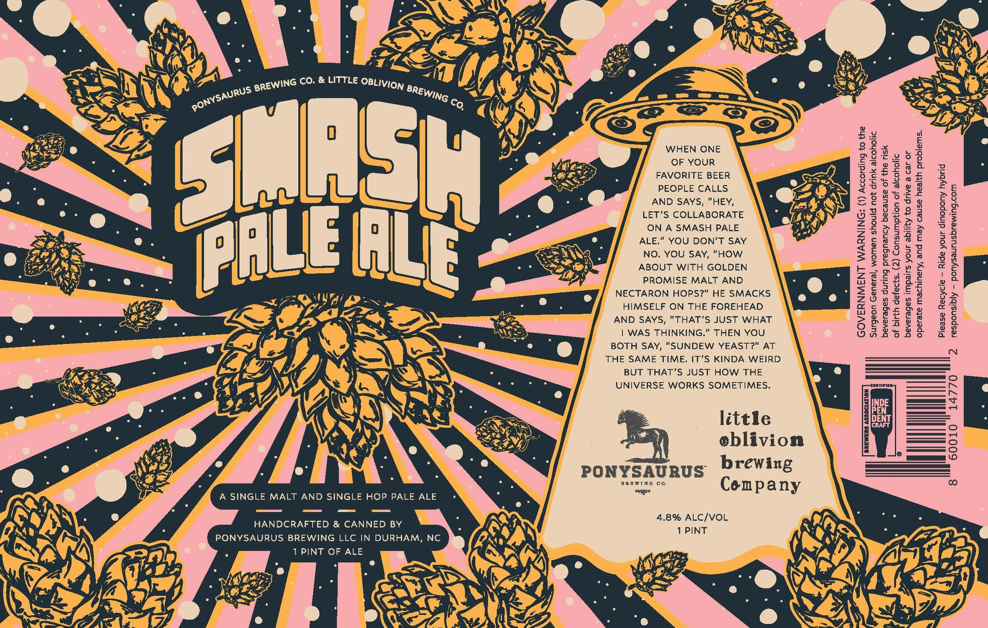 Smash Pale Ale by Ponysaurus Brewing Co. & Little Oblivion Brewing Co. - beer label