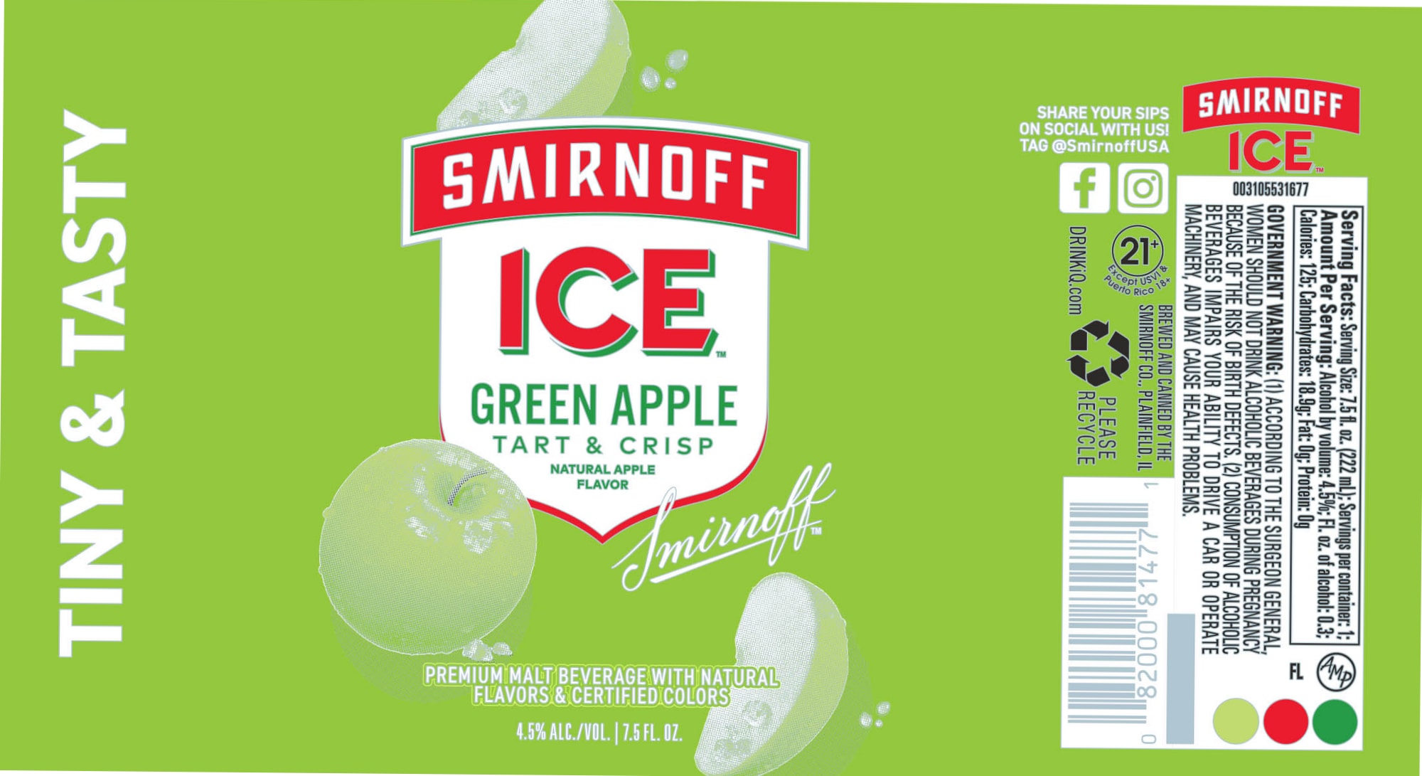 Smirnoff Ice Green Apple by Smirnoff - beer label