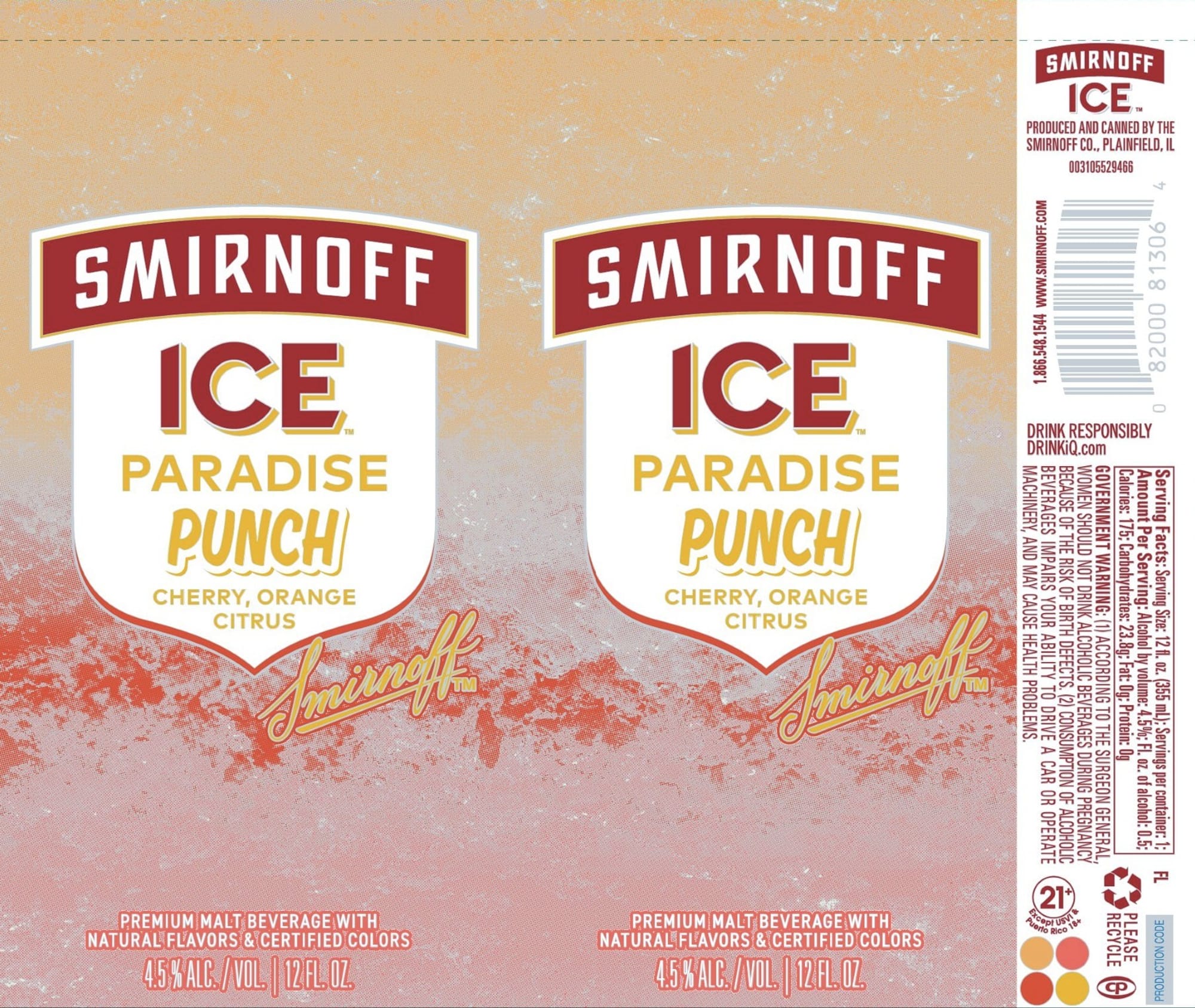 Smirnoff Ice Paradise Punch by Smirnoff Co. - beer label