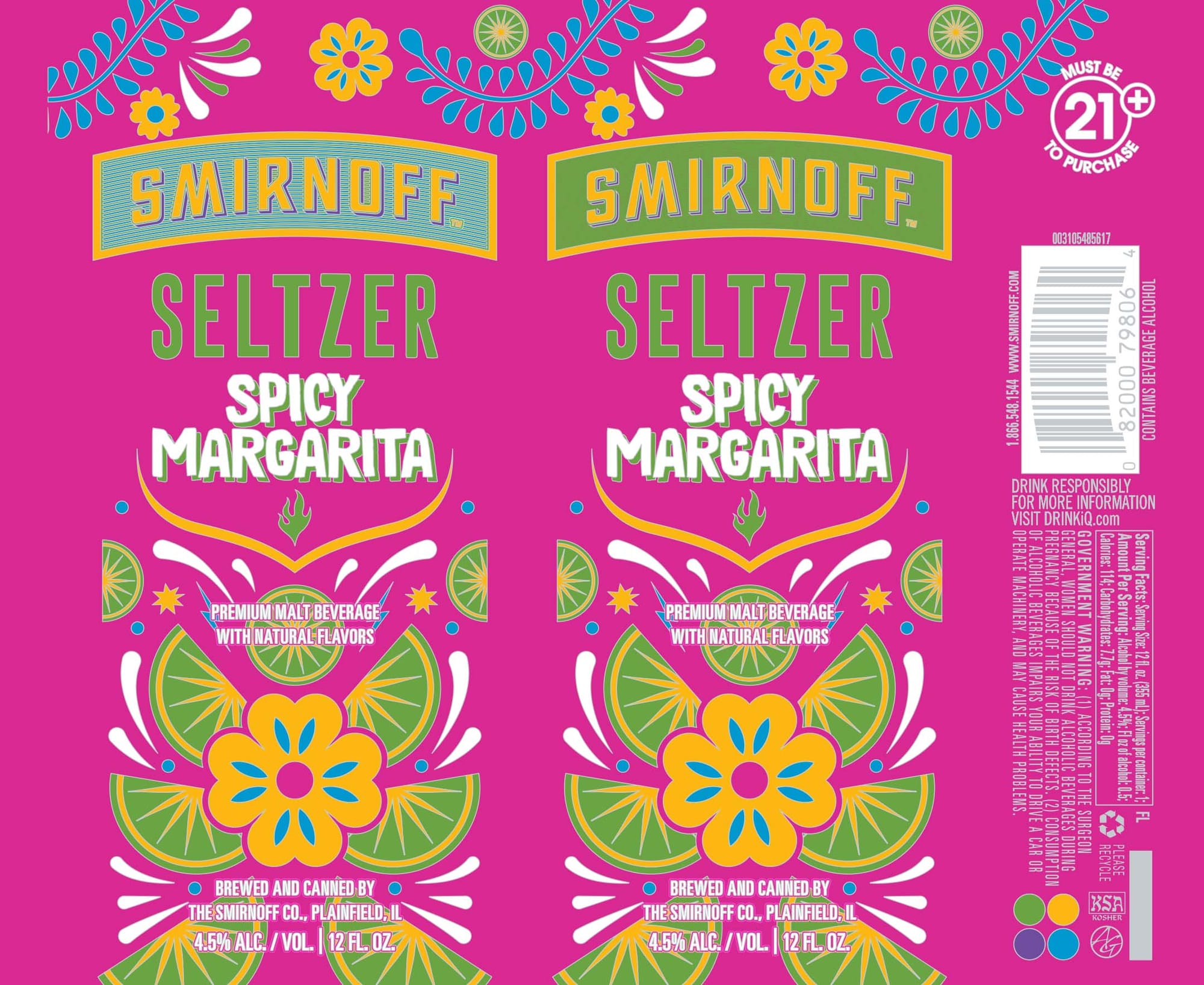 Seltzer Spicy Margarita by Smirnoff - beer label