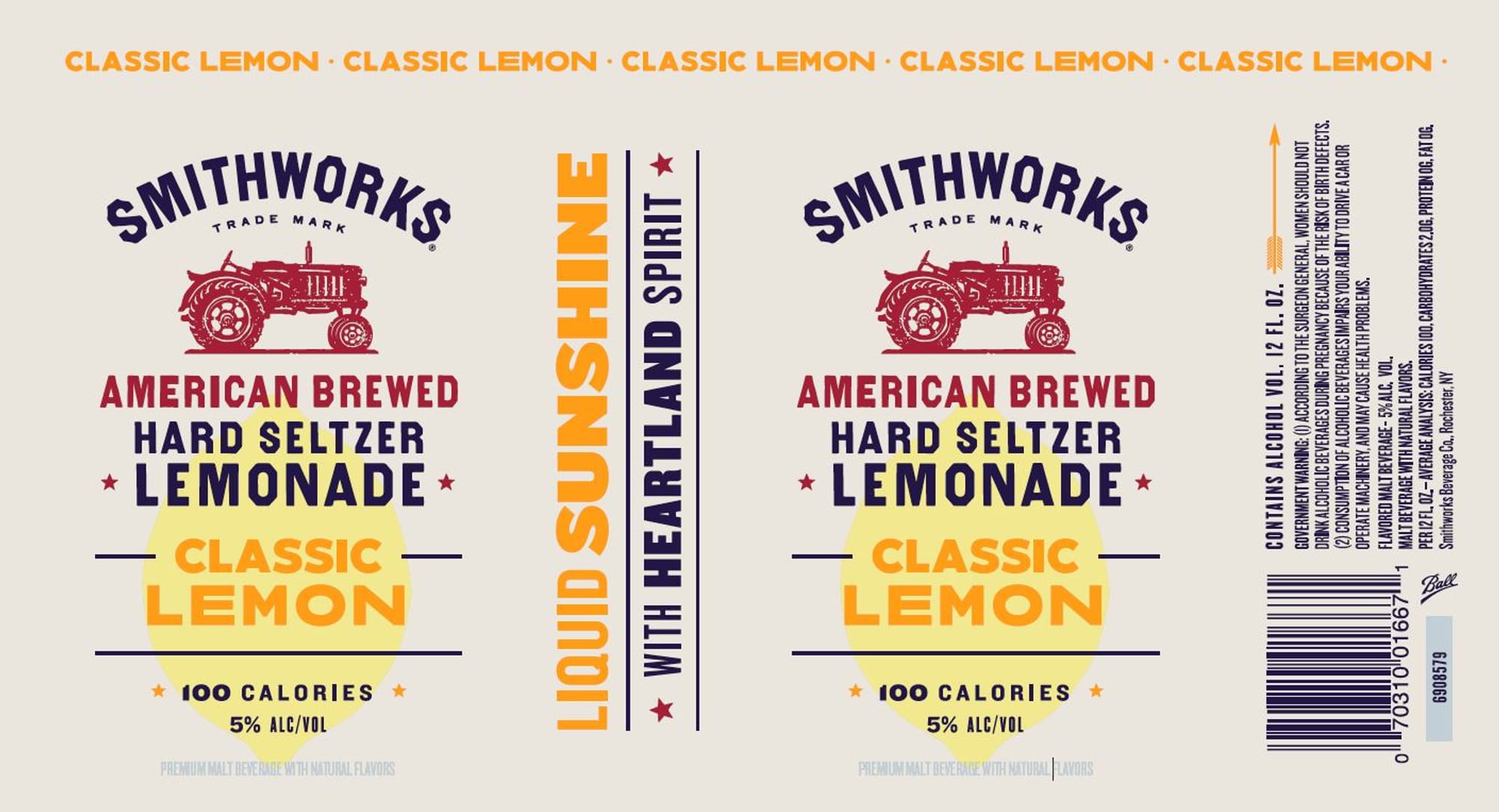 Sunshine Lemonade Hard Seltzer by Smithworks - beer label