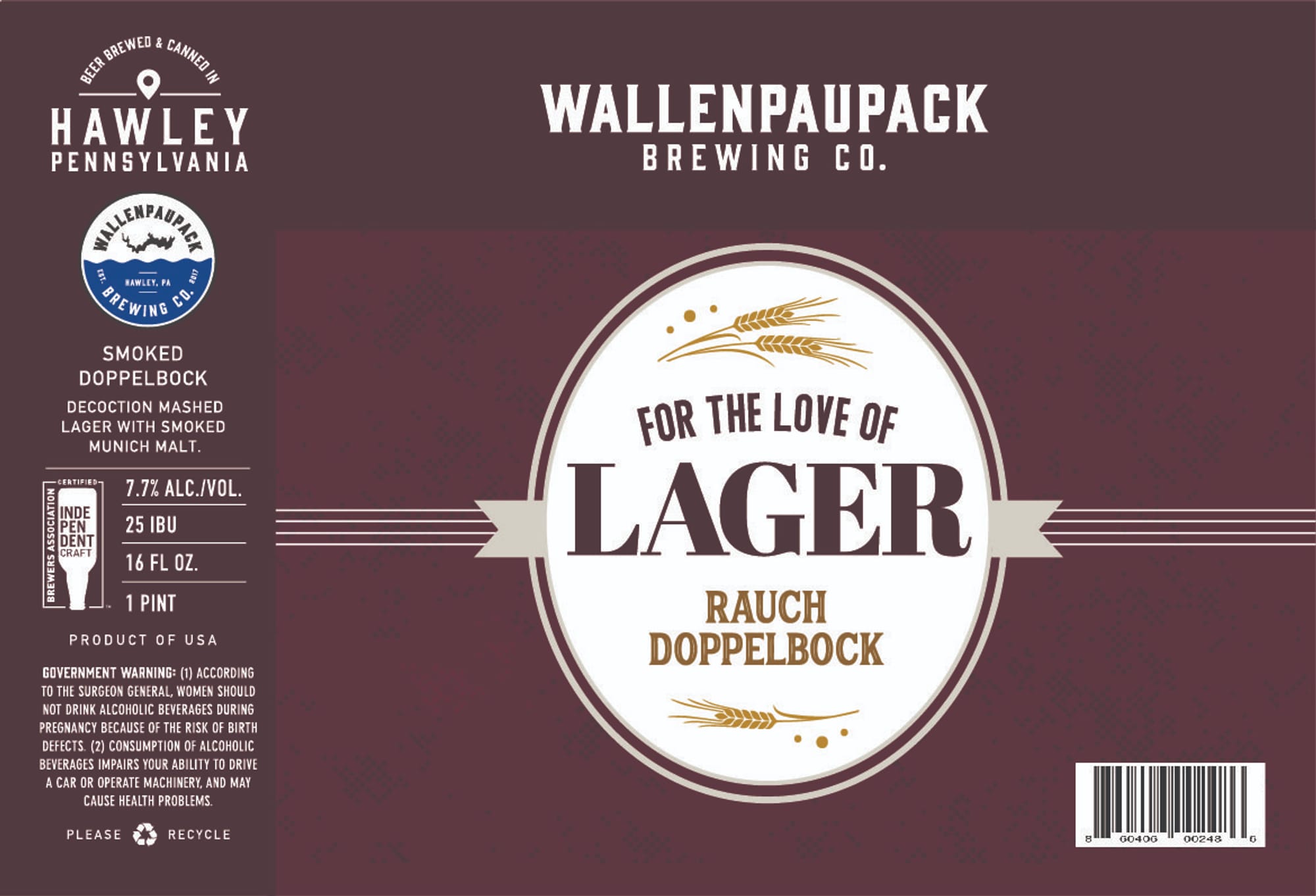 Smoked Doppelbock by Wallenpaupack Brewing Co. - beer label
