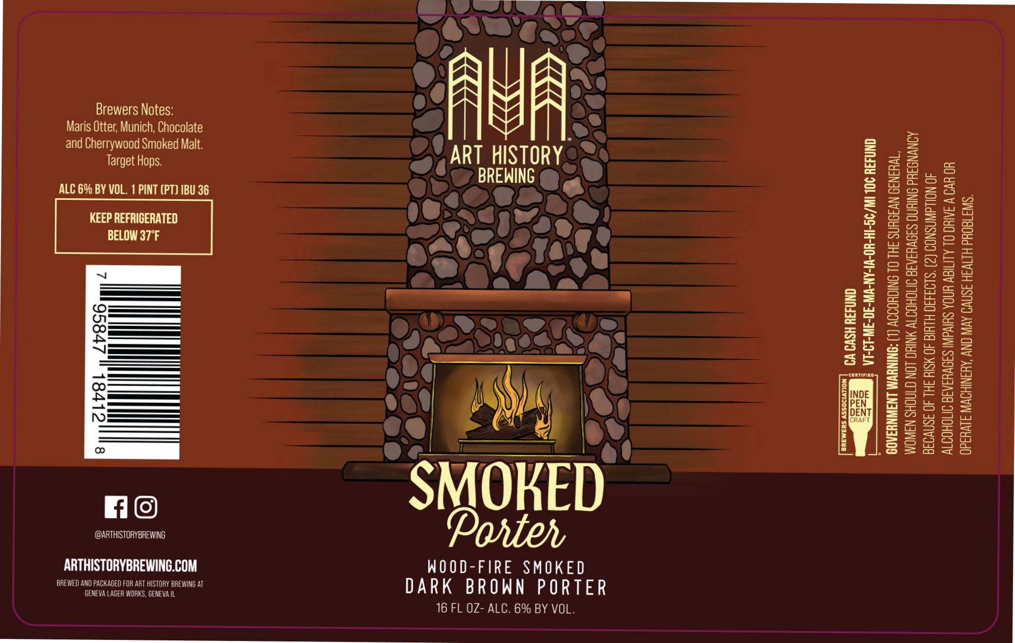 Smoked Porter by Art History Brewing - beer label