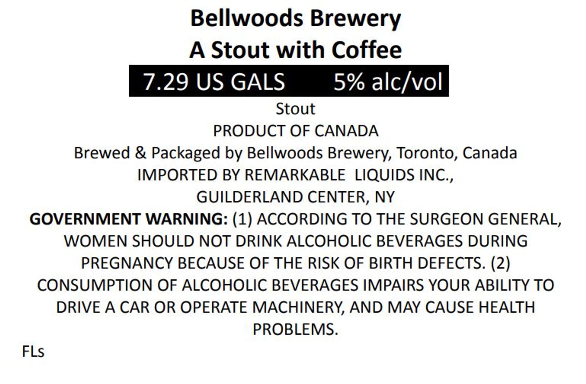 A Stout with Coffee by Bellwoods Brewery - beer label