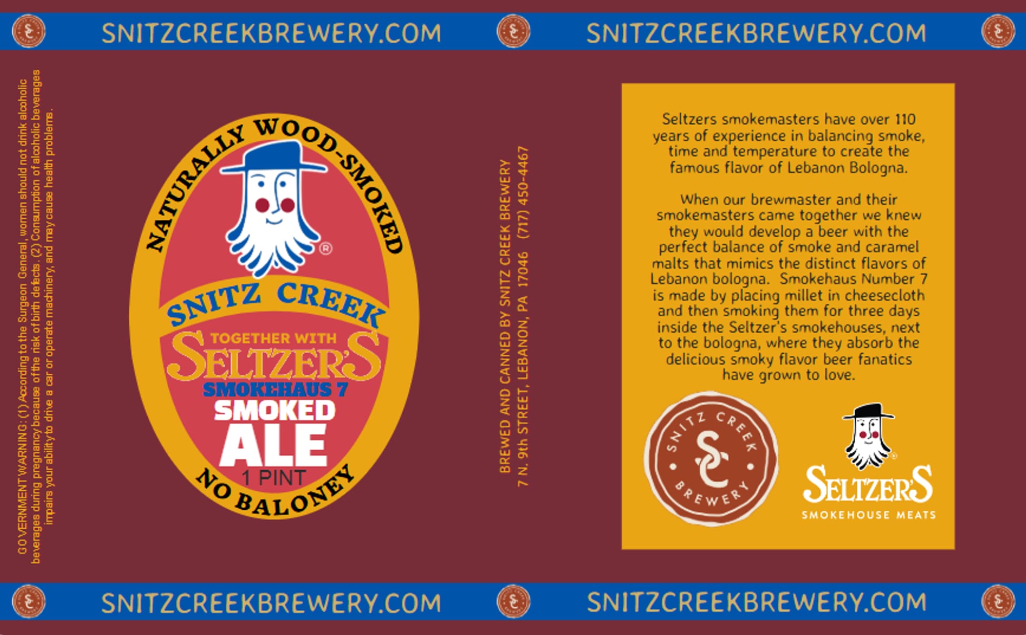 Smokehaus 7 Smoked Ale by Snitz Creek Brewery - beer label