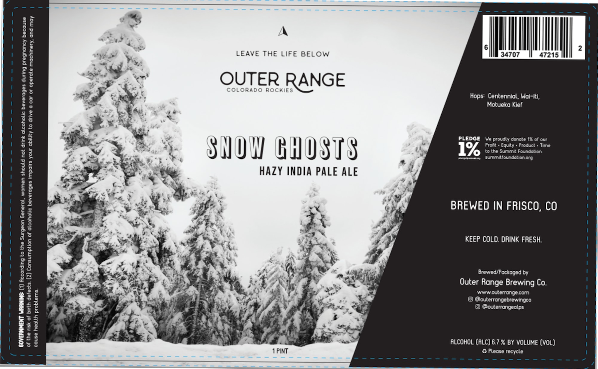 Snow Ghosts by Outer Range Brewing Co. - beer label
