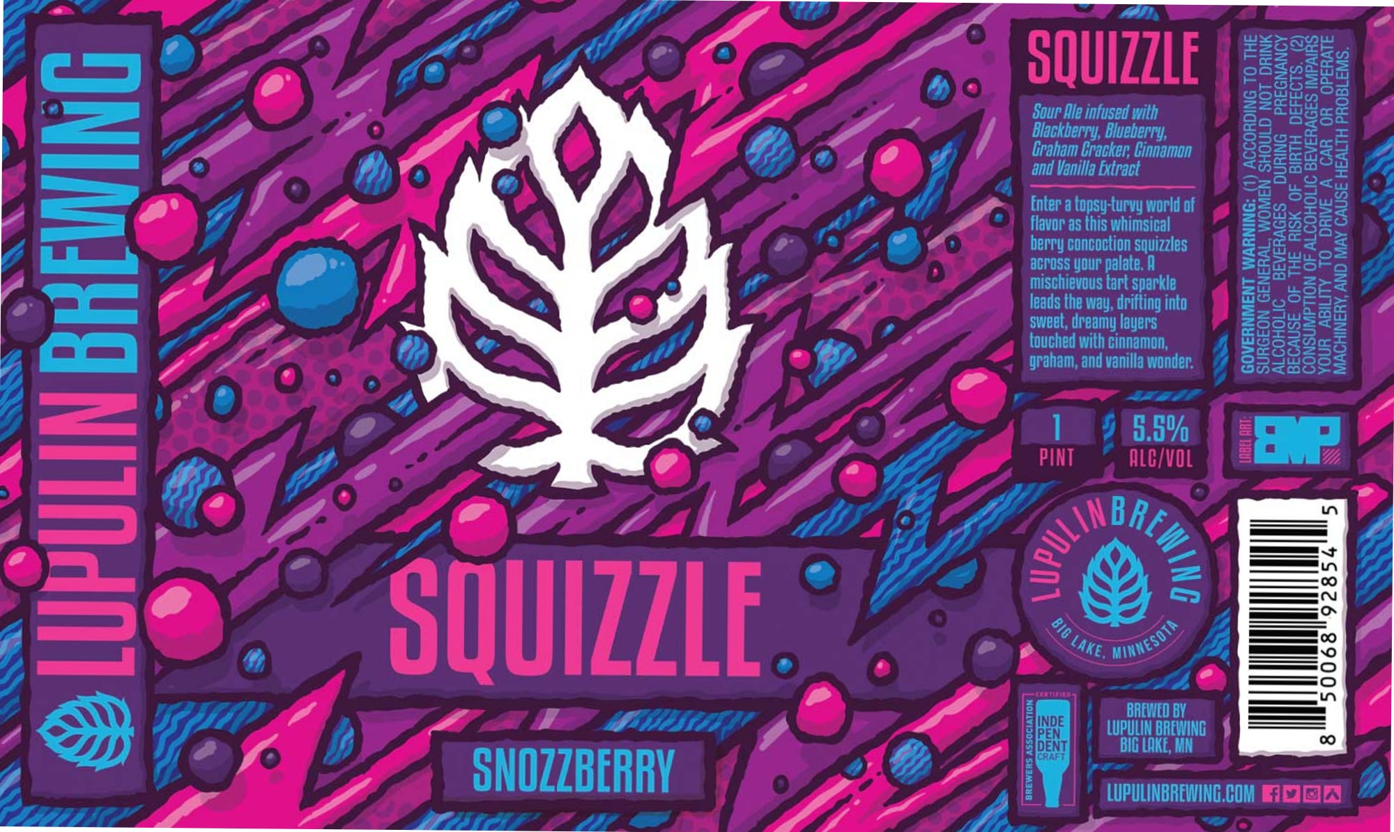 SNOZZBERRY SQUIZZLE by LUPULIN BREWING - beer label