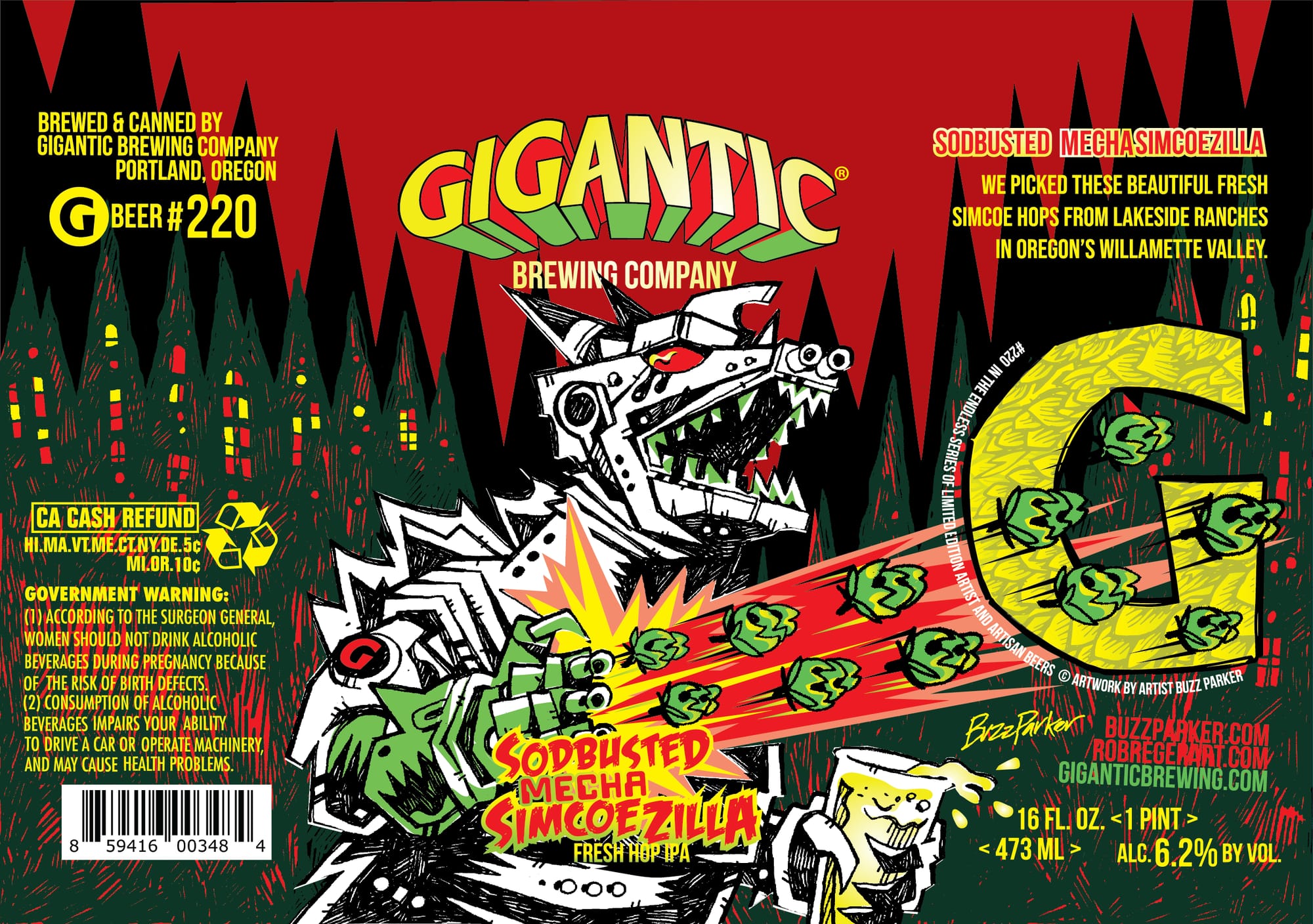 Sodbusted Mechazilla by Gigantic Brewing Company - beer label