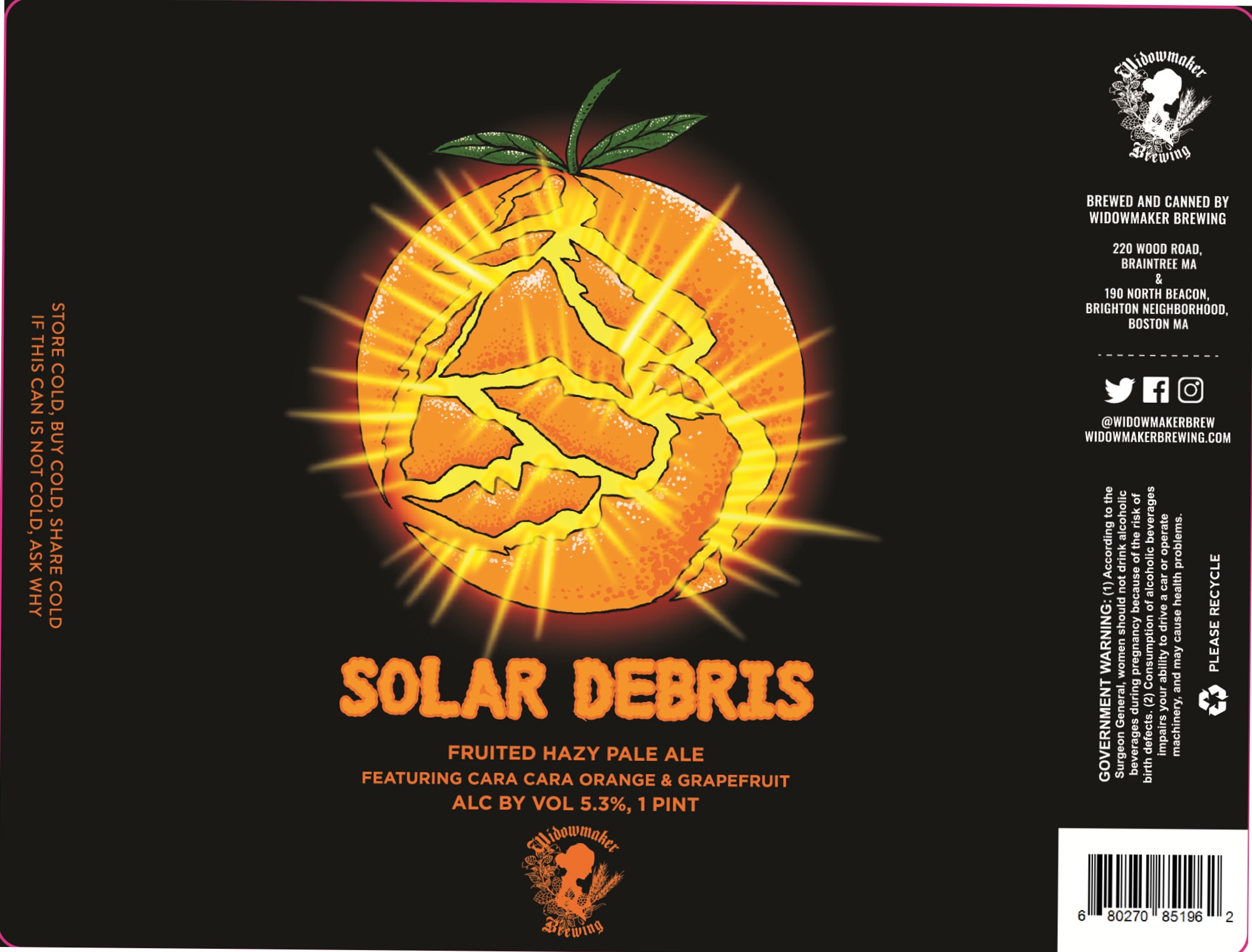 Solar Debris by Widowmaker Brewing - beer label