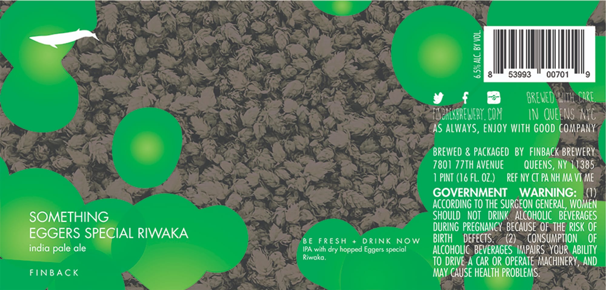 Something Else Special Riwaka by Finback Brewery - beer label