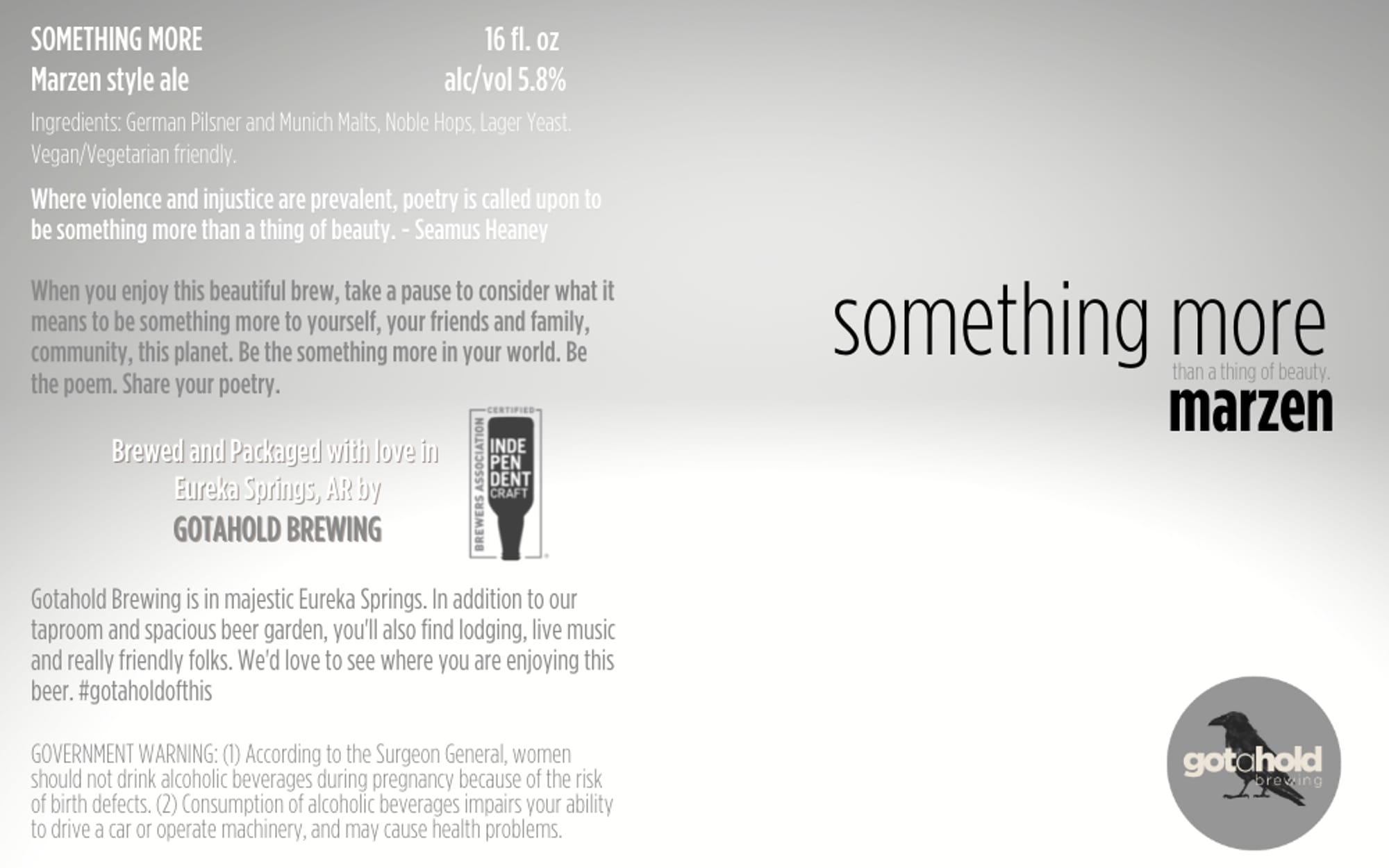 Something More by Gotahold Brewing - beer label