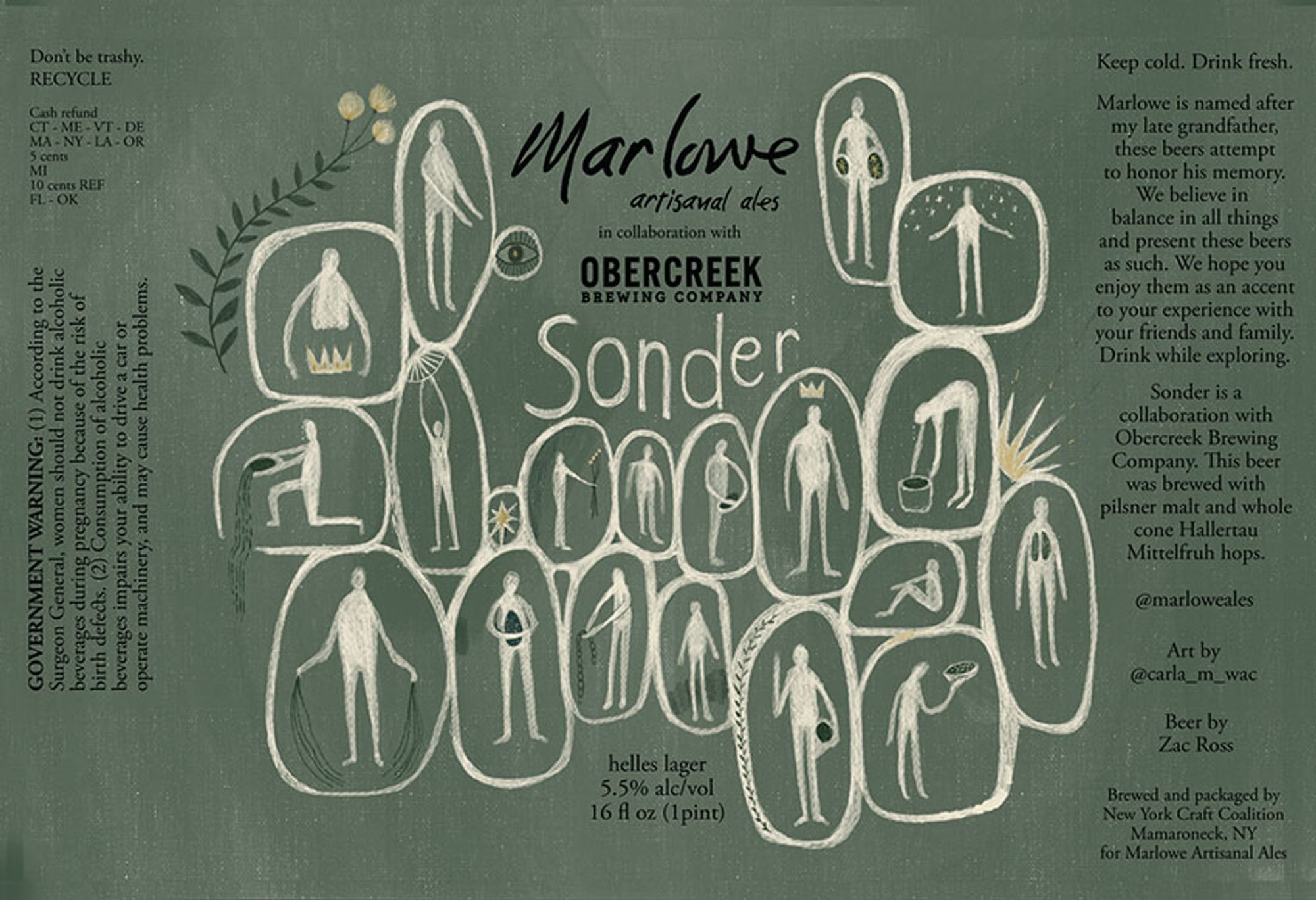 Sonder by Marlowe Artisanal Ales - beer label