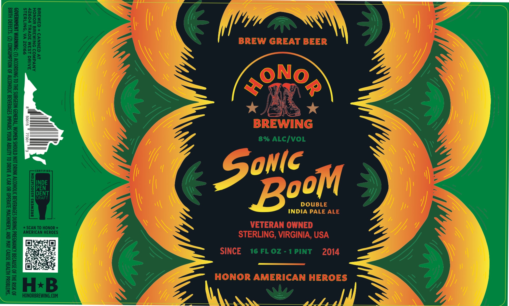 Sonic Boom by Honor Brewing - beer label
