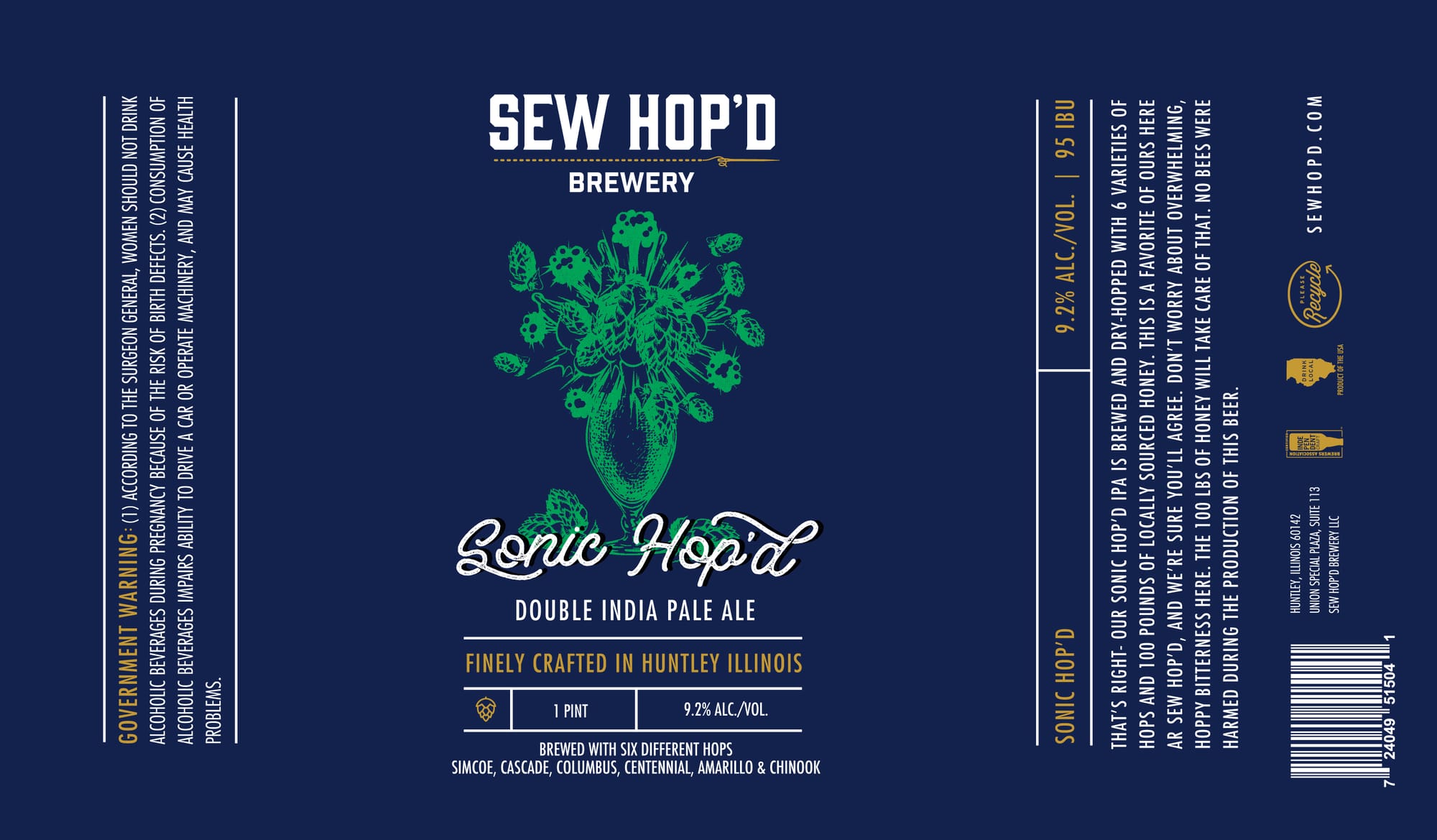 Sonic Hop’d by Sew Hop’d Brewery - beer label