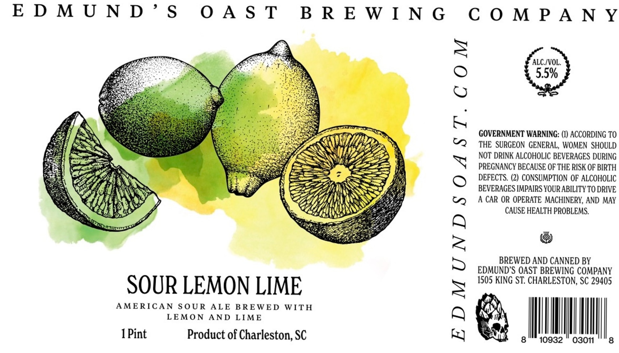 Sour Lemon Lime by Edmund's Oast Brewing Company - beer label