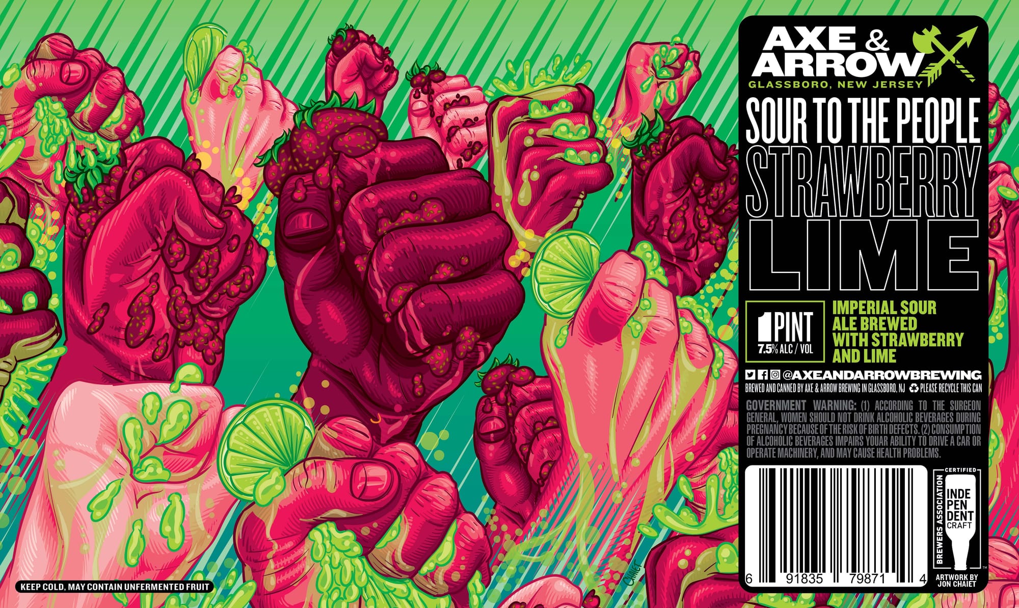 Sour to the People Strawberry Lime by Axe & Arrow Brewing - beer label