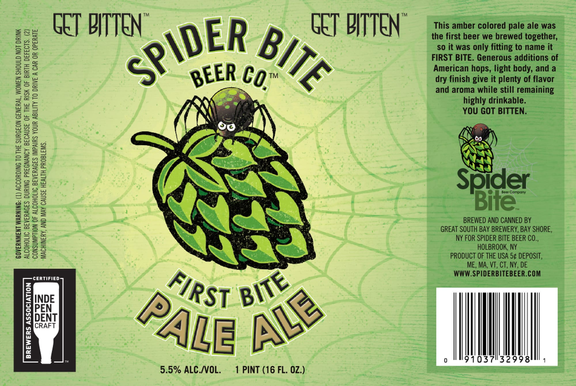 First Bite Pale Ale by Spider Bite Beer Co. - beer label