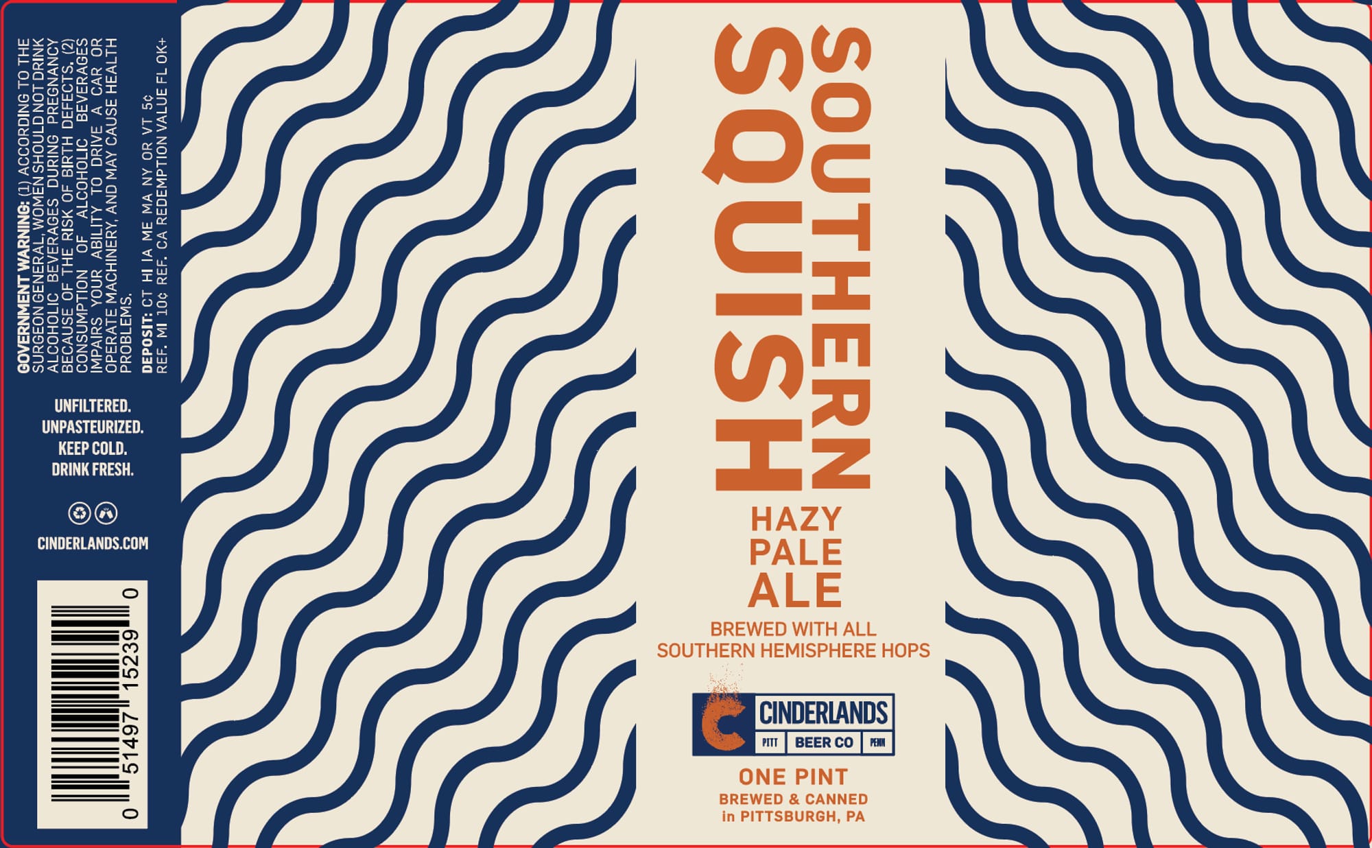 Southern Hemisphere Hazy Pale Ale by Cinderlands Brewing Company - beer label