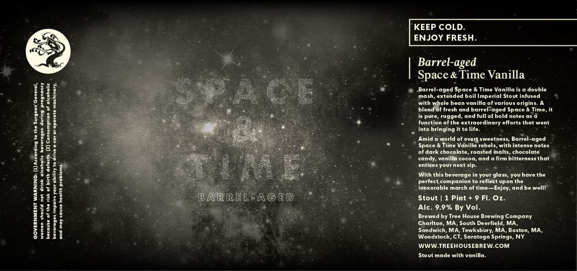 Space & Time Vanilla by Tree House Brewing Company - beer label