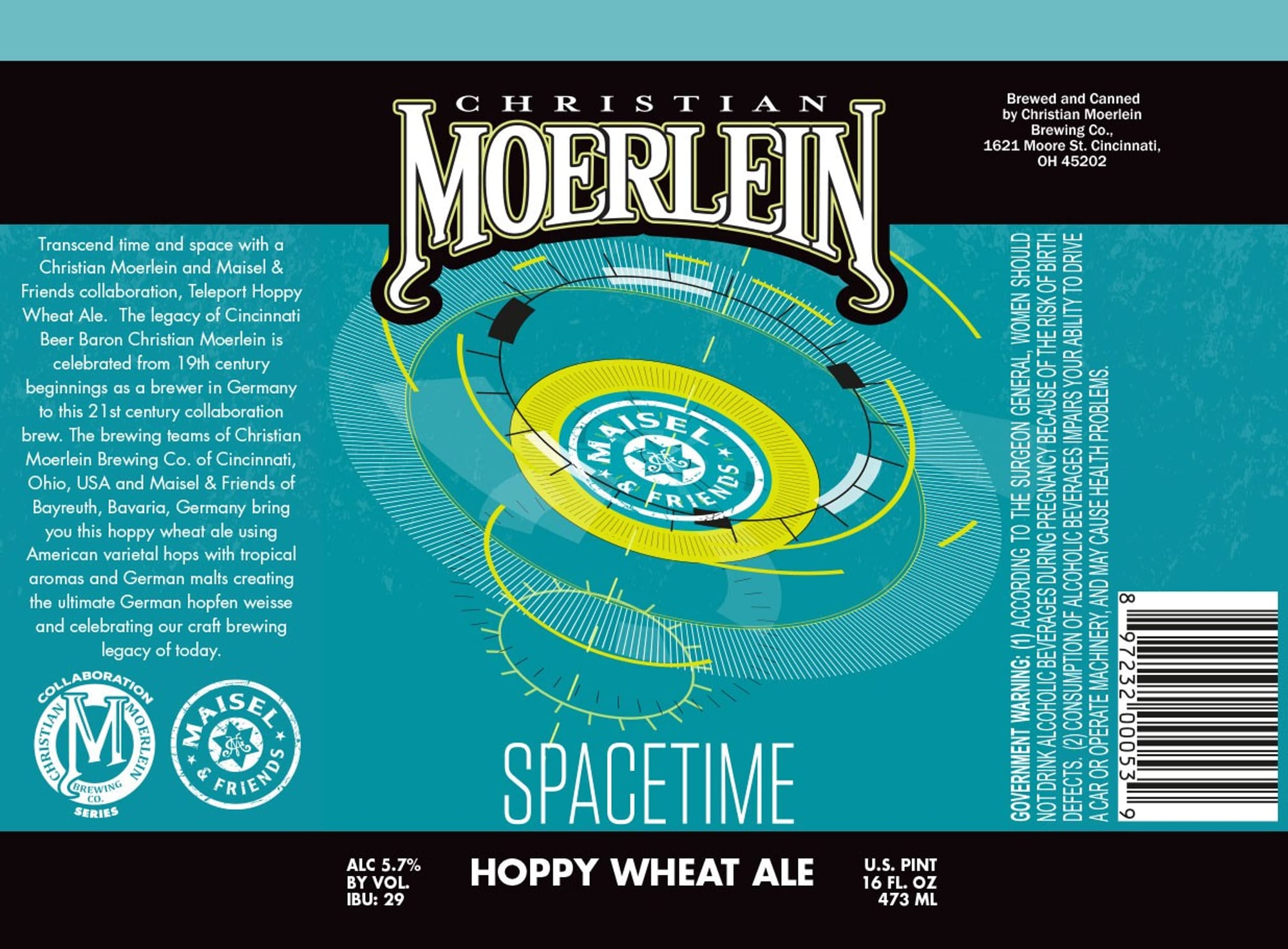Spacetime Hoppy Wheat Ale by Christian Moerlein Brewing Co. - beer label