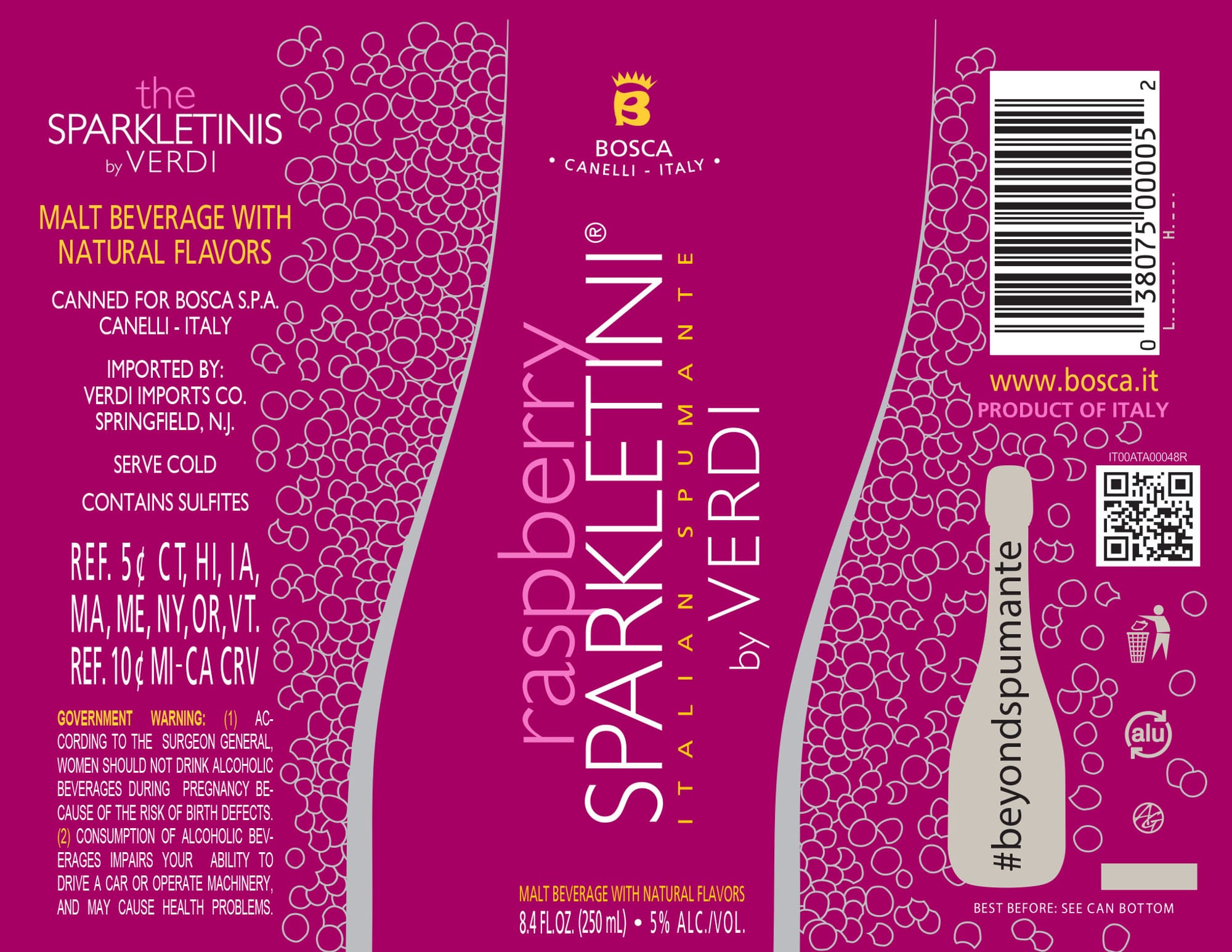 Sparkletinis Raspberry by Verdi Imports Co. - beer label