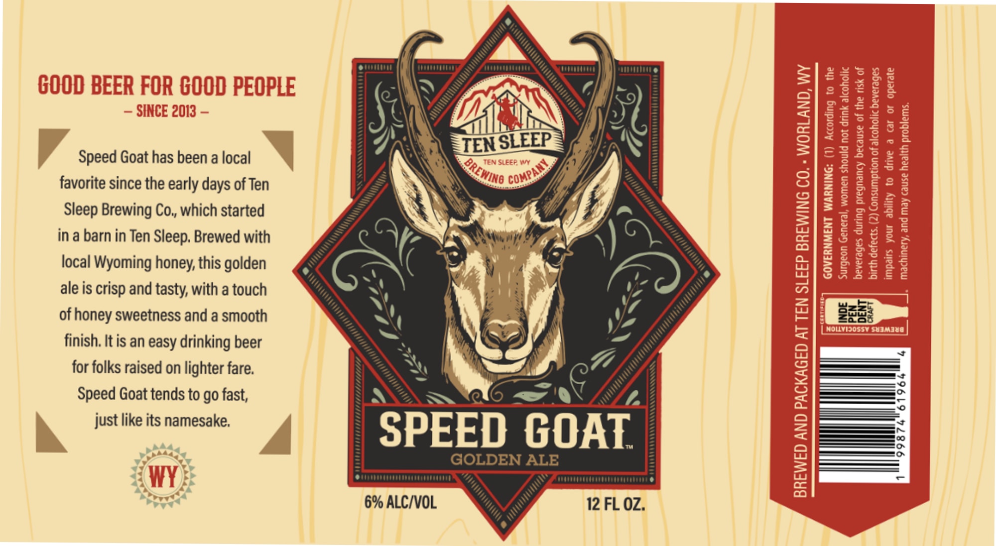 Speed Goat Golden Ale by Ten Sleep Brewing Company - beer label