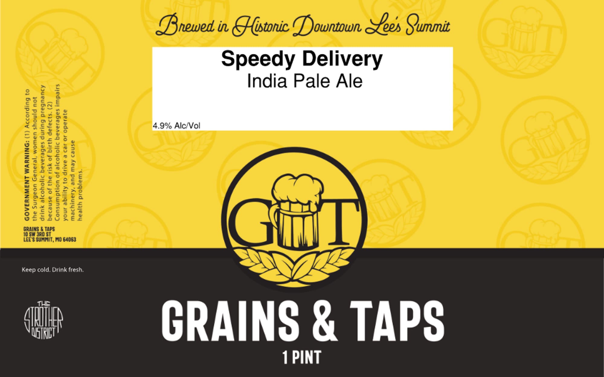 Speedy Delivery by Grains & Taps - beer label
