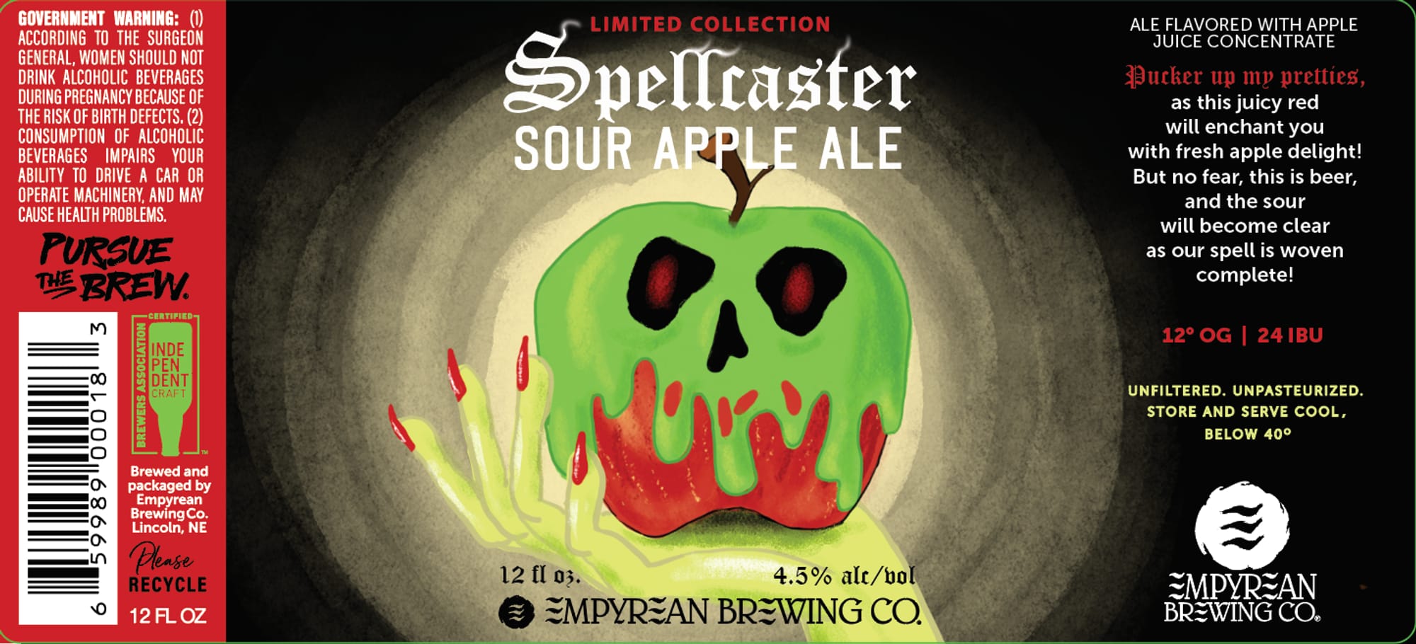 Spellcaster Sour Apple Ale by Empyrean Brewing Co. - beer label