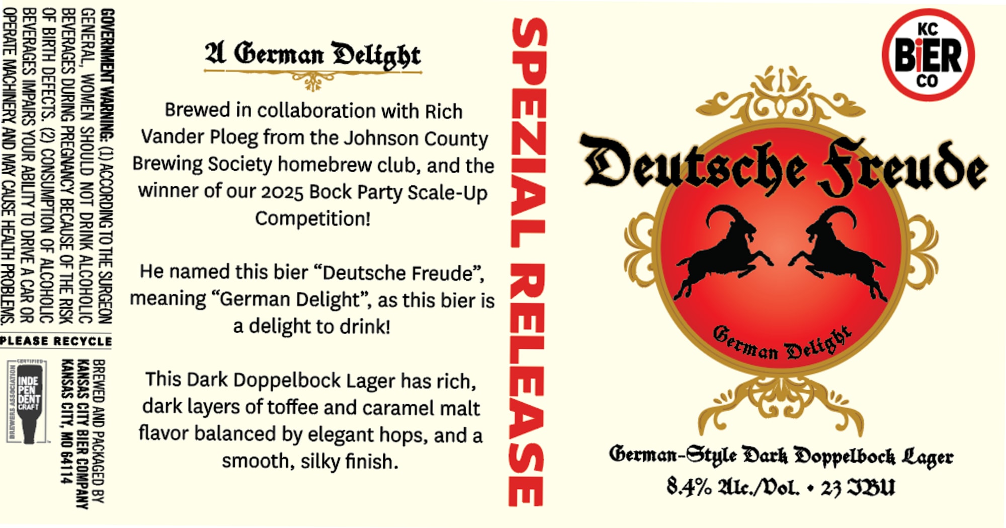 Speziase Freude by KC Bier Co. - beer label