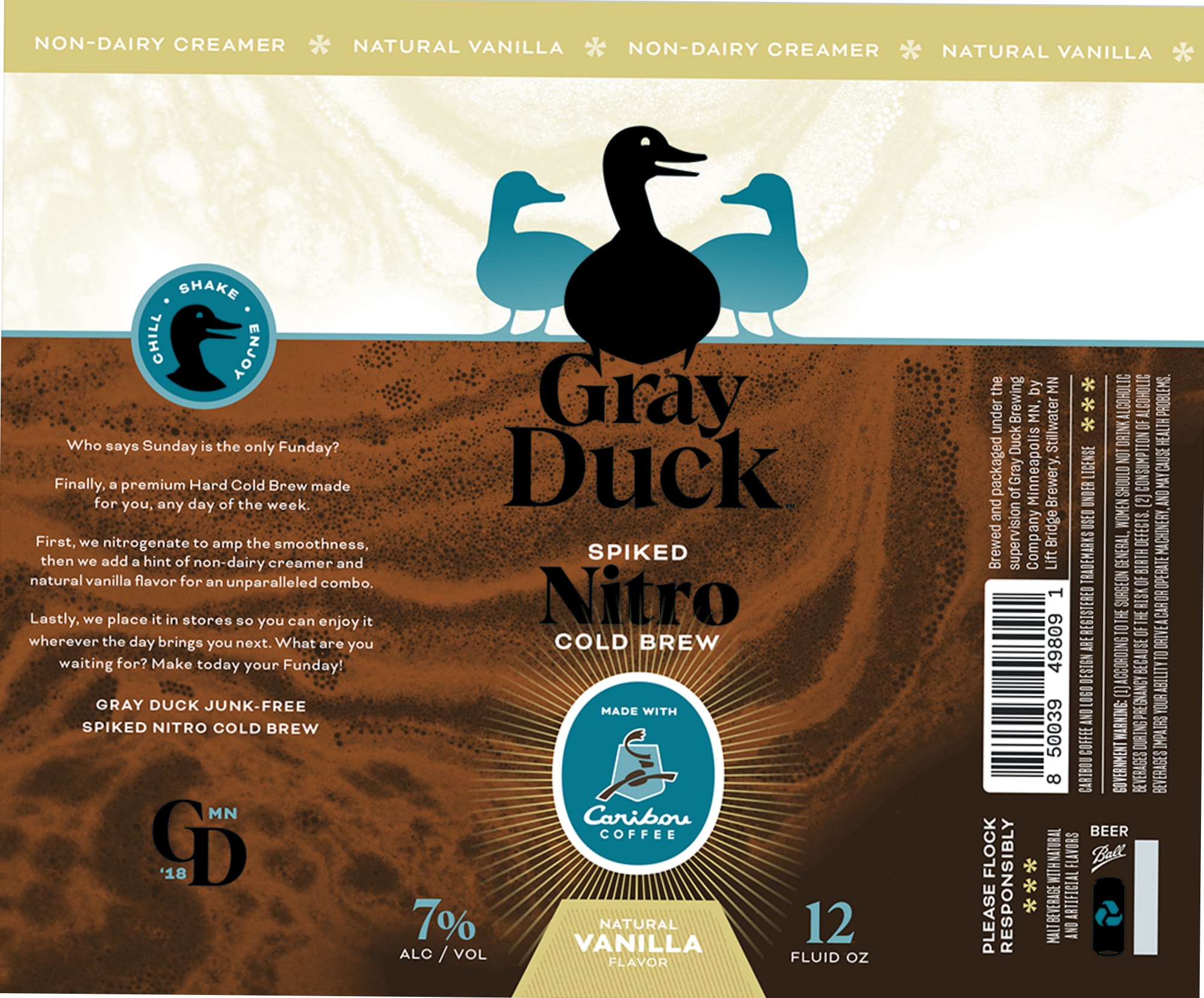 Spiked Nitro Cold Brew by Gray Duck Beer Co. - beer label