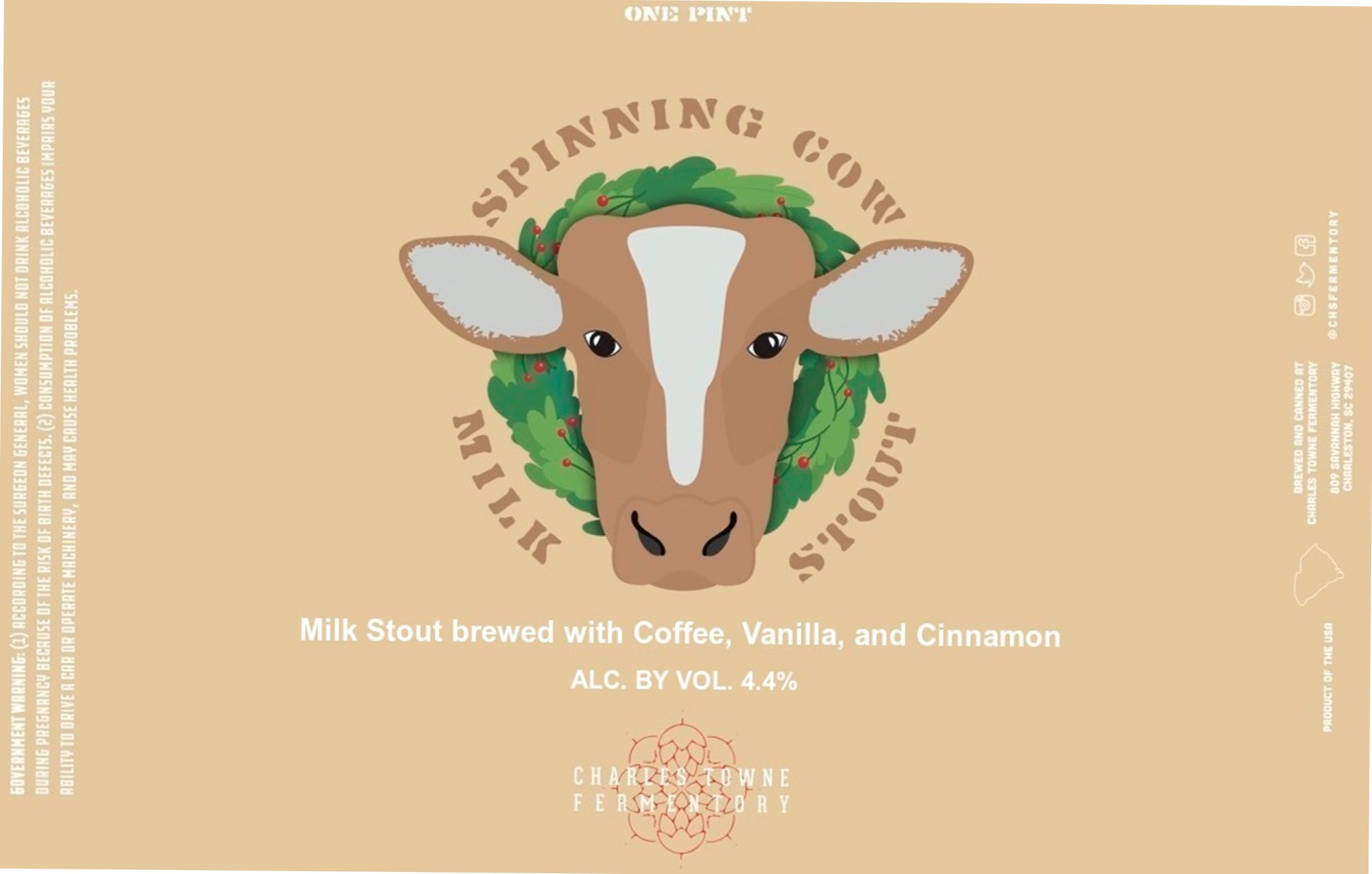 Spinning Cow Milk Stout by Charles Towne Fermentory - beer label