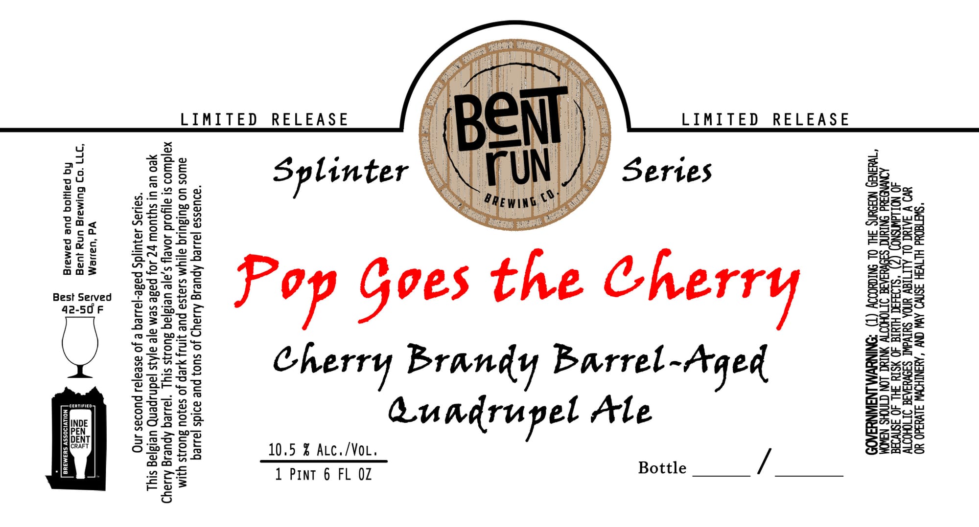 Splinter Pop Goes the Cherry by Bent Run Brewing Co. - beer label