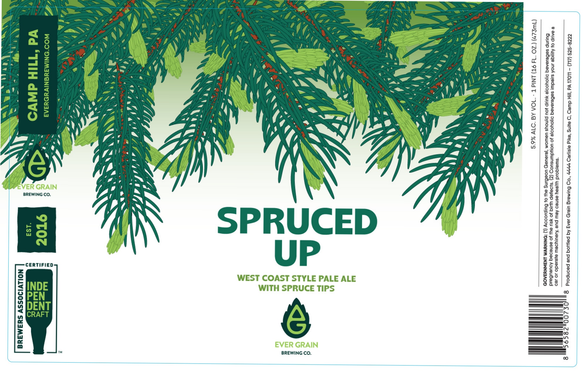 Spruced Up by Ever Grain Brewing Co. - beer label