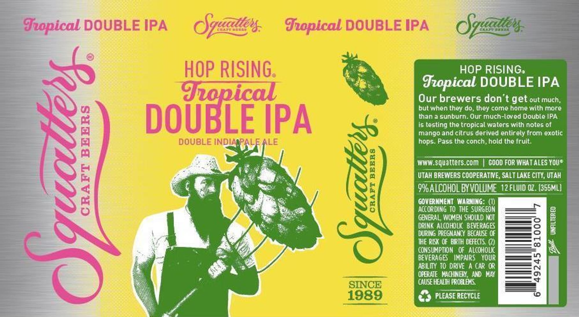 Tropical Double IPA by Squatters Craft Beers - beer label