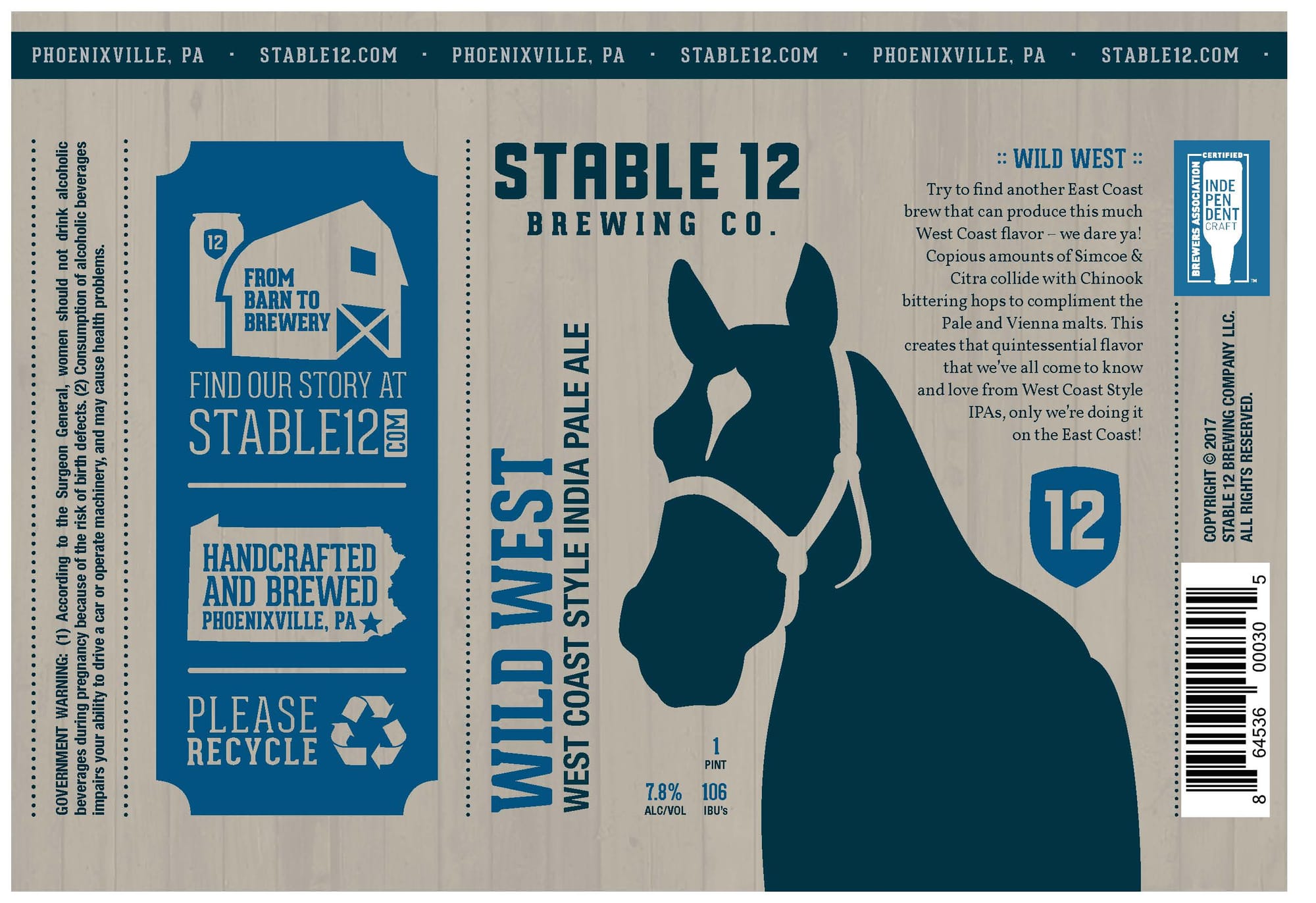 Wild West by Stable 12 Brewing Co. - beer label