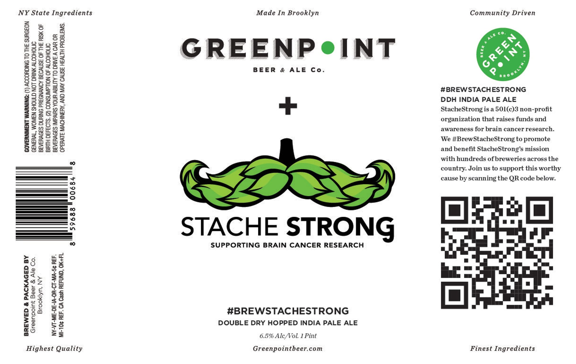 StacheStrong by Greenpoint Beer & Ale Co. - beer label